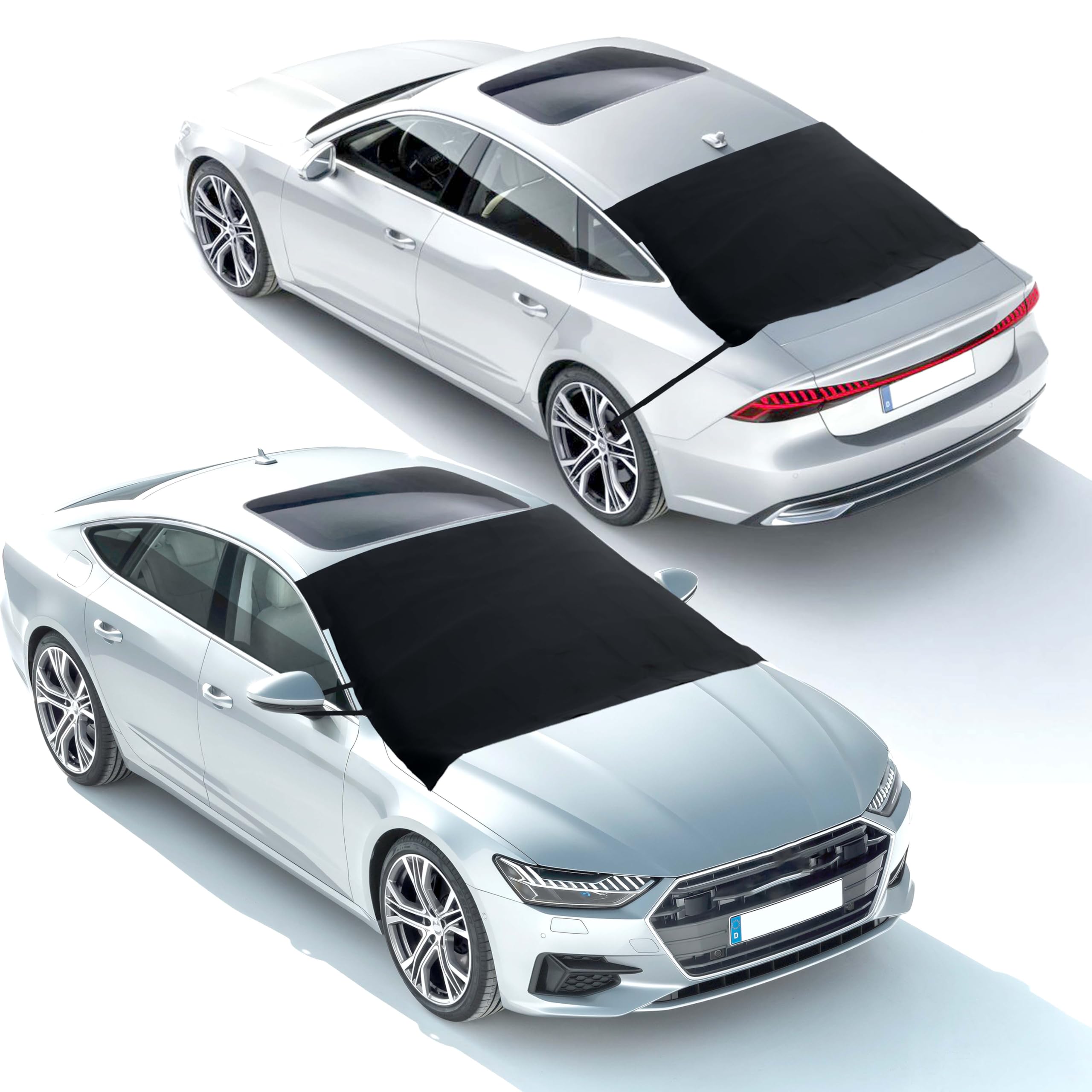 Econour Car Windshield Snow Cover Front And Rear Bundle | Upgraded 600D Oxford Fabric | Water, Heat & Sag-Proof Windshield Snow