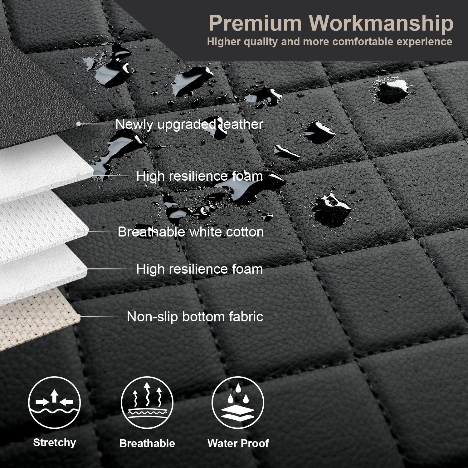 GIANT PANDA Rear Bench Back Seat Cover for Cars, SUV(Grey)