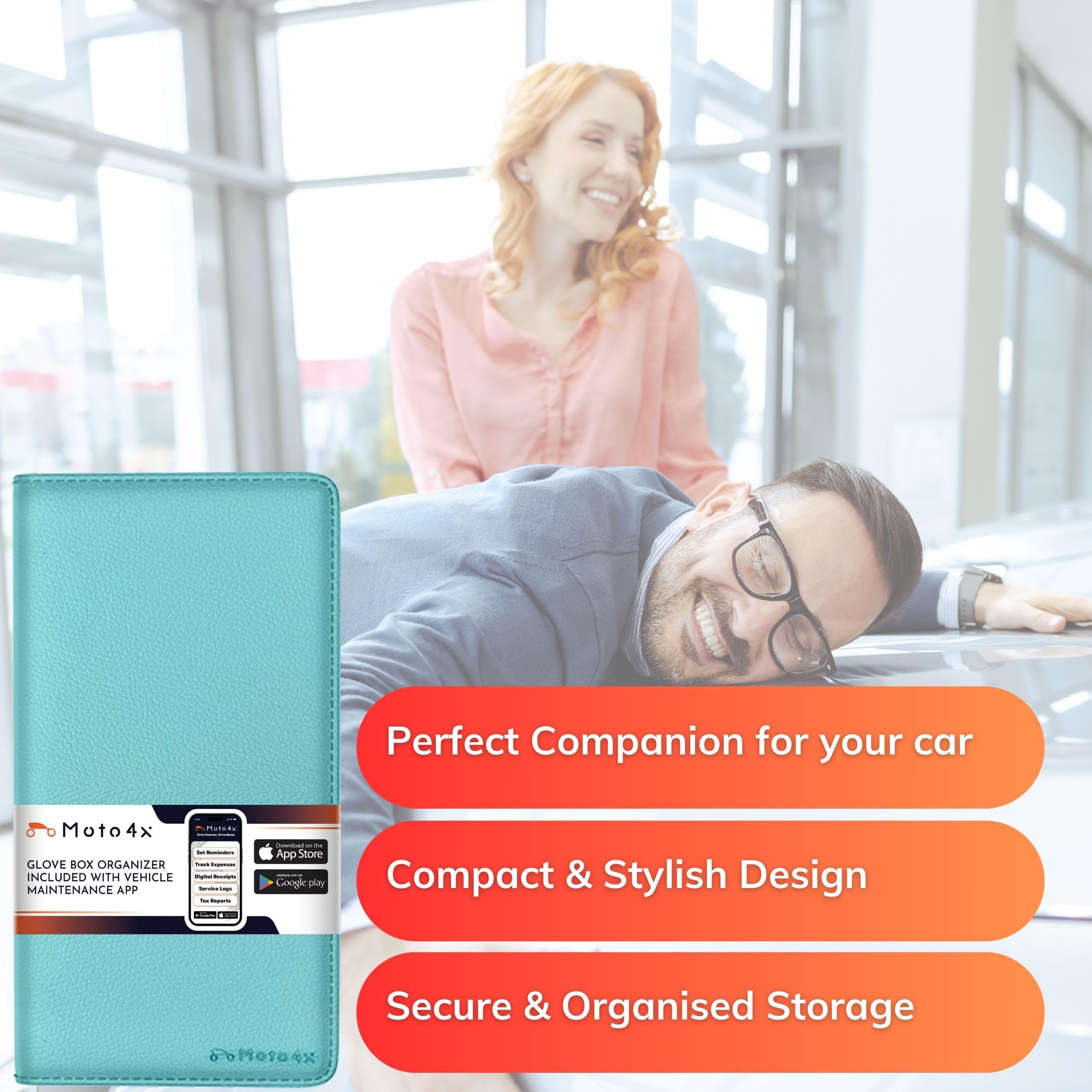 Moto4X Car Registration And Insurance Card Holder, Premium Pu Leather Glove Box Organizer For Licence, Cards & Essential Documen