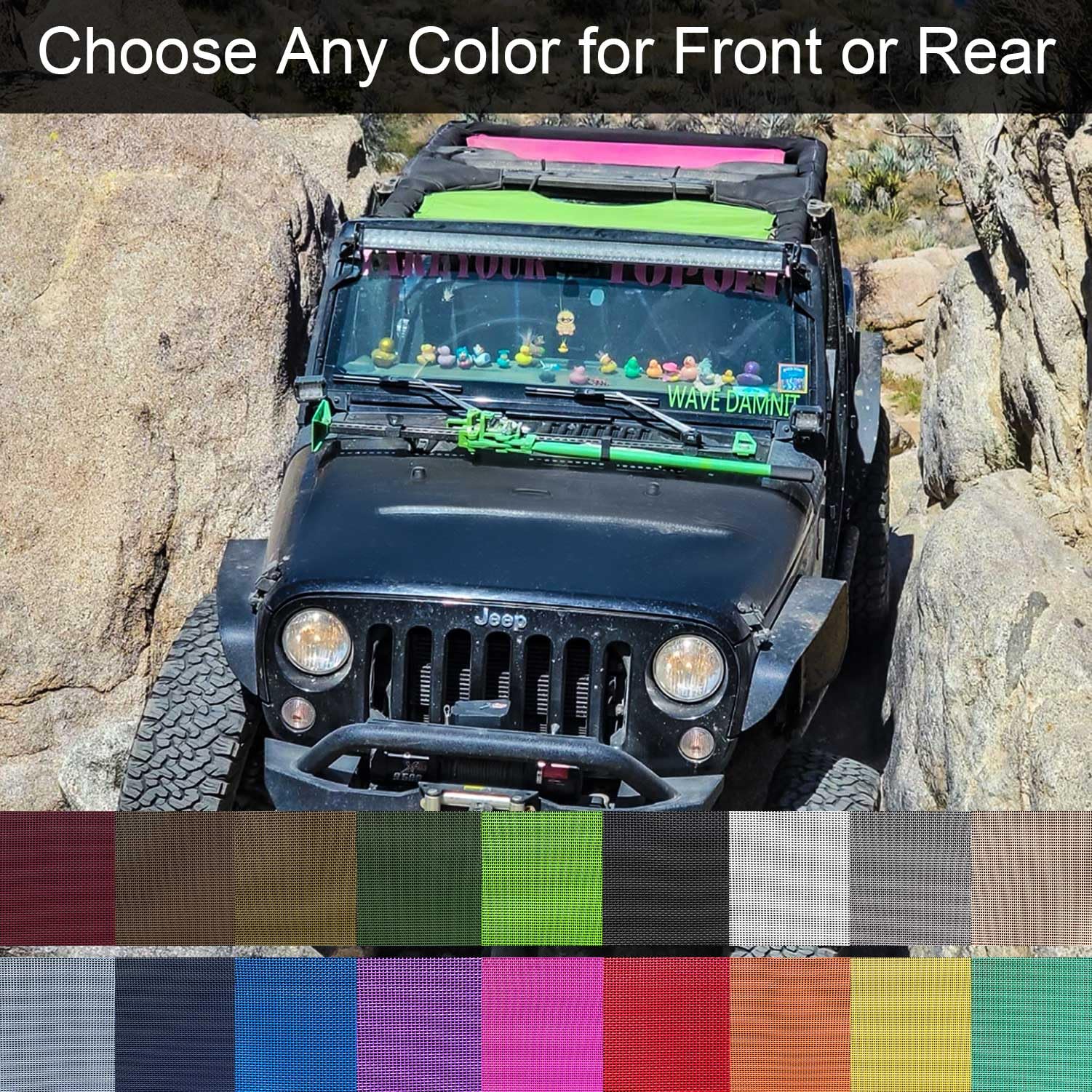 Shadeidea Sun Shade For Jeep Wrangler, Jl (2018-2023) 4 Door Top Sunshade, Front & Rear - Jlu Mesh Screen Cover, Uv Blocker With