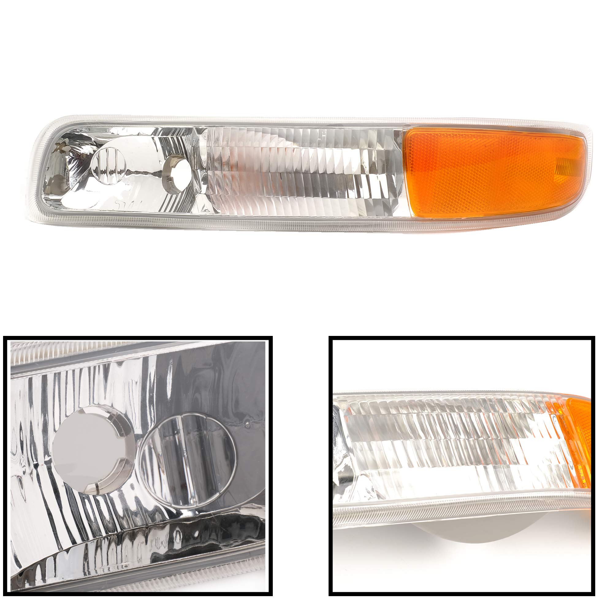 A&P 4Pcs Headlight Assembly Chrome Housing Clear Lens For Chevy 00-06 Tahoe Suburban 1500 2500/99-02 Silverado 1500 2500/01-02 Silverado 1500Hd 2500Hd 3500