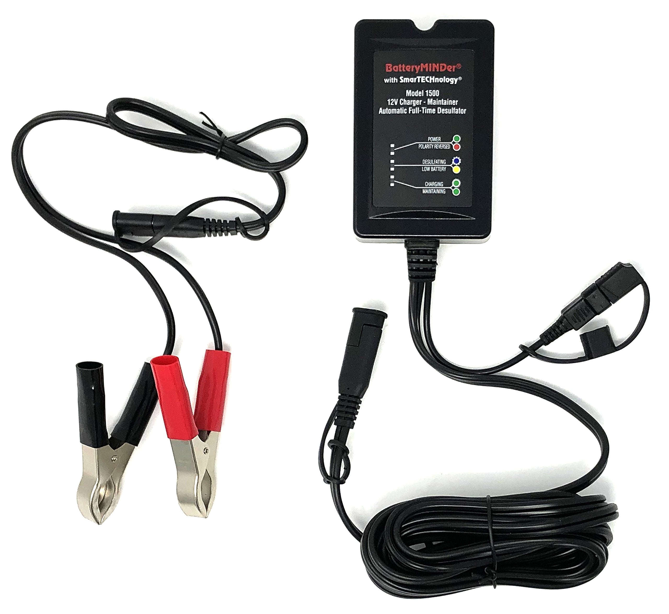 BatteryMINDer 1500: 12 Volt-1.5 AMP Battery Charger, Battery Maintainer, and Battery Desulfator with SmartTECHnology - Designed 