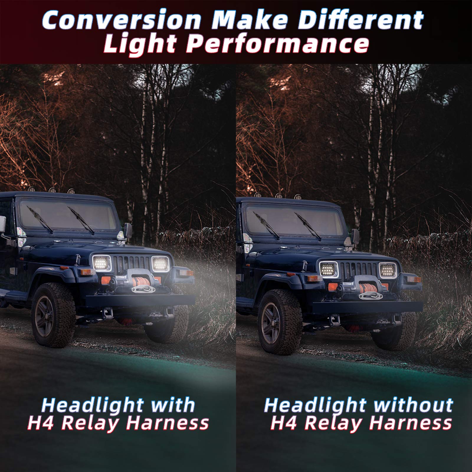 Renmaii-Light 1Set 2-Headlight H4 Relay Harness, H4 Headlight Relay Harness H4 Wiring Harness H6054 7X6 6054 Headlight Relay Kit For 95-97 Tacoma 88-95 Pickup 4 Runner Fix Dual Ground Problem