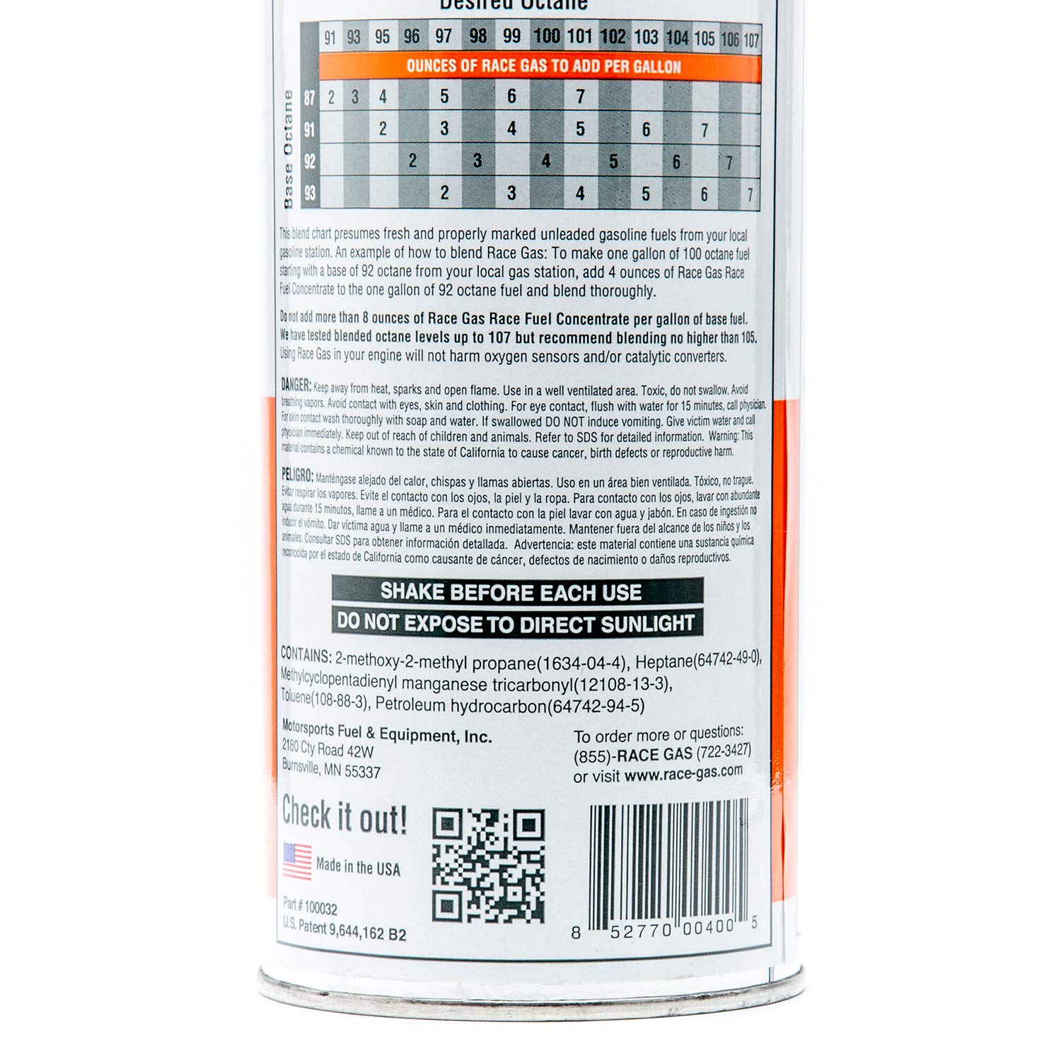 Racegas 100032 Premium Race Fuel Concentrate Increases Gasoline Up To 105 Octan, 12 Pack