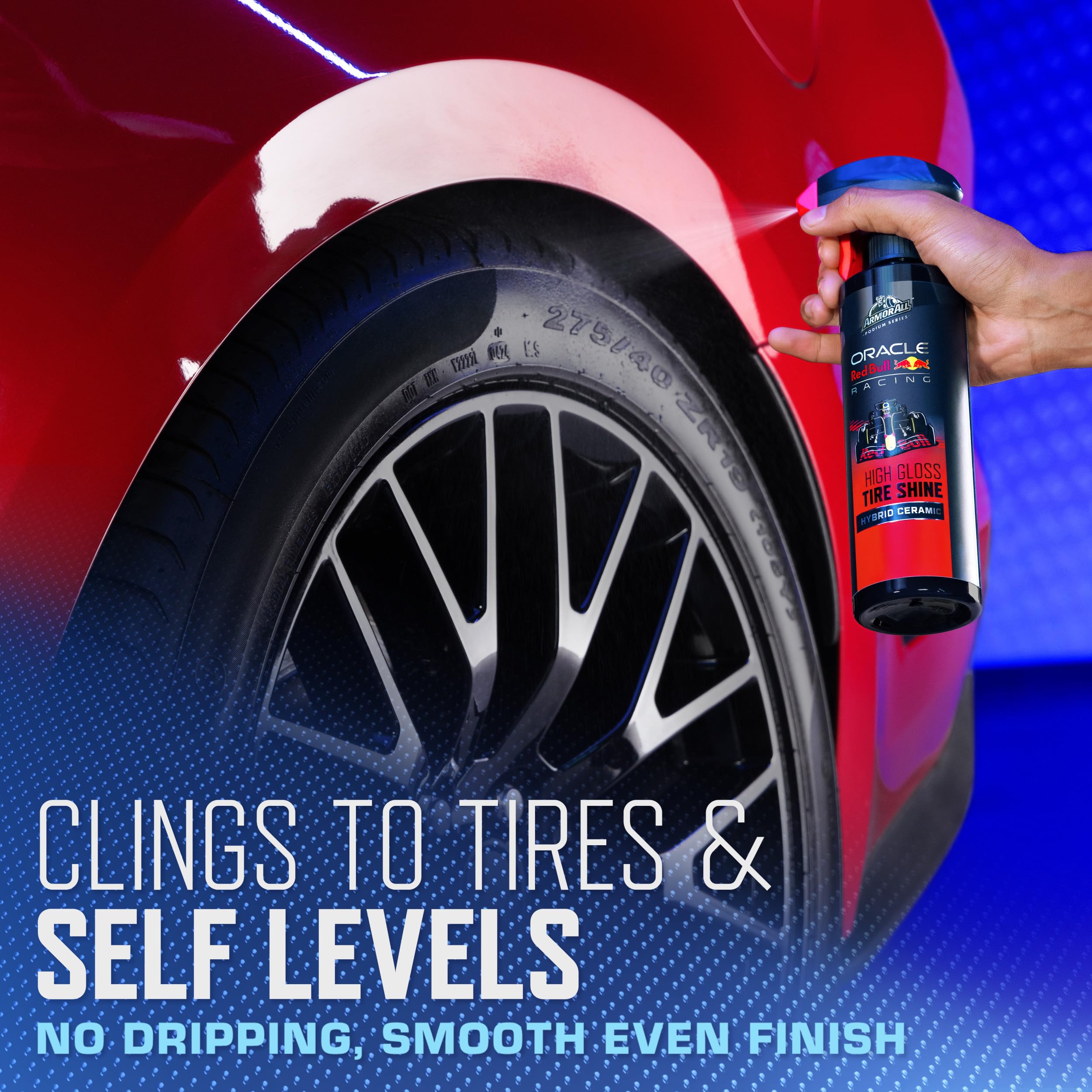 Armor All Podium Series Hybrid Ceramic High Gloss Tire Shine Spray, 16 fl oz, Long-Lasting Car Tire Shine Developed in Collabora