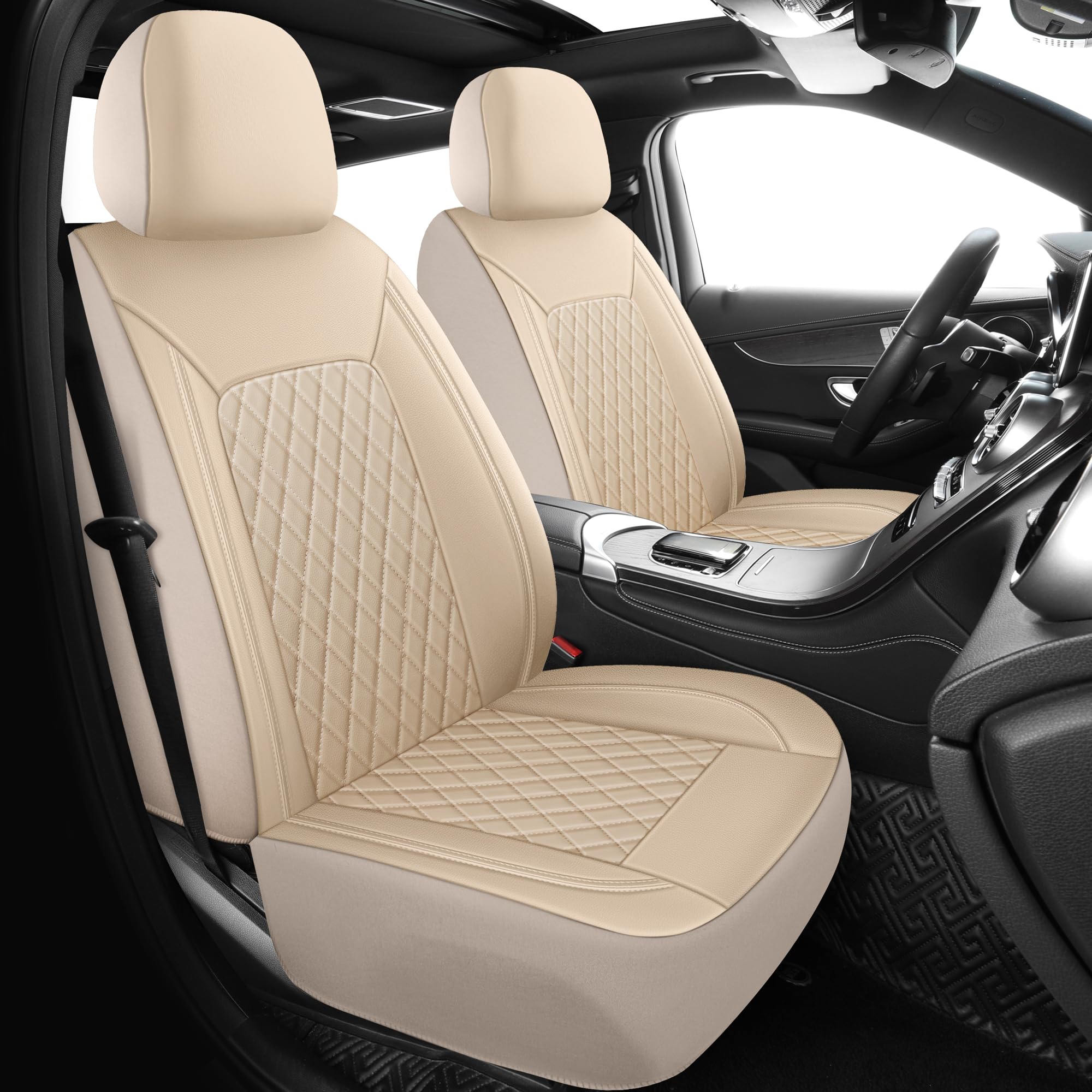 HChengkikz Car Seat Covers,Breathable and Waterproof Leather Seat Covers,Luxury PU Universal Fit Automotive Airbag Compatible fo