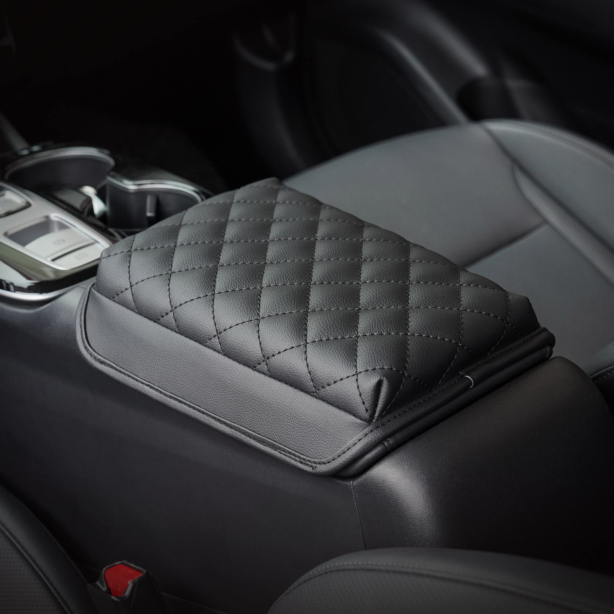 KMMOTORS Tucson NX4 (2022, 2023, 2024) Center Console Cover Black, Armrest Cushion, Tucson Accessories, Vegan Leather, Console L