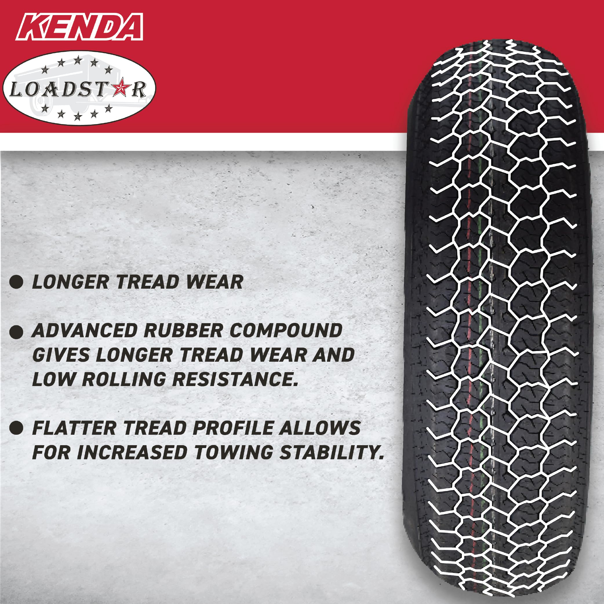 Kenda K371 4.80/4.00-8 Loadstar Trailer Tire - 4.80-8/4.00-8 Bias Ply - Durable, High-Load Capacity For Utility Trailers, Cargo