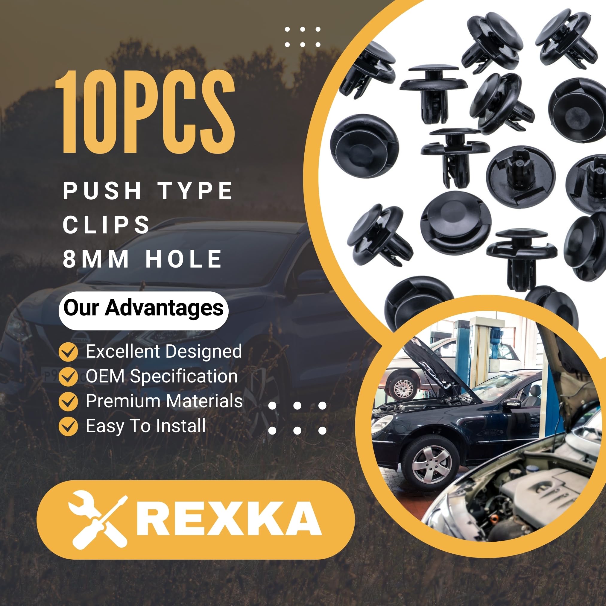 Rexka 10Pcs Fender Liner Splash Shield Bumper Retainer Clips Fastner 91512-Sx0-003 Fits Honda Acura Accord Civic Cr-Z Fit Insigh