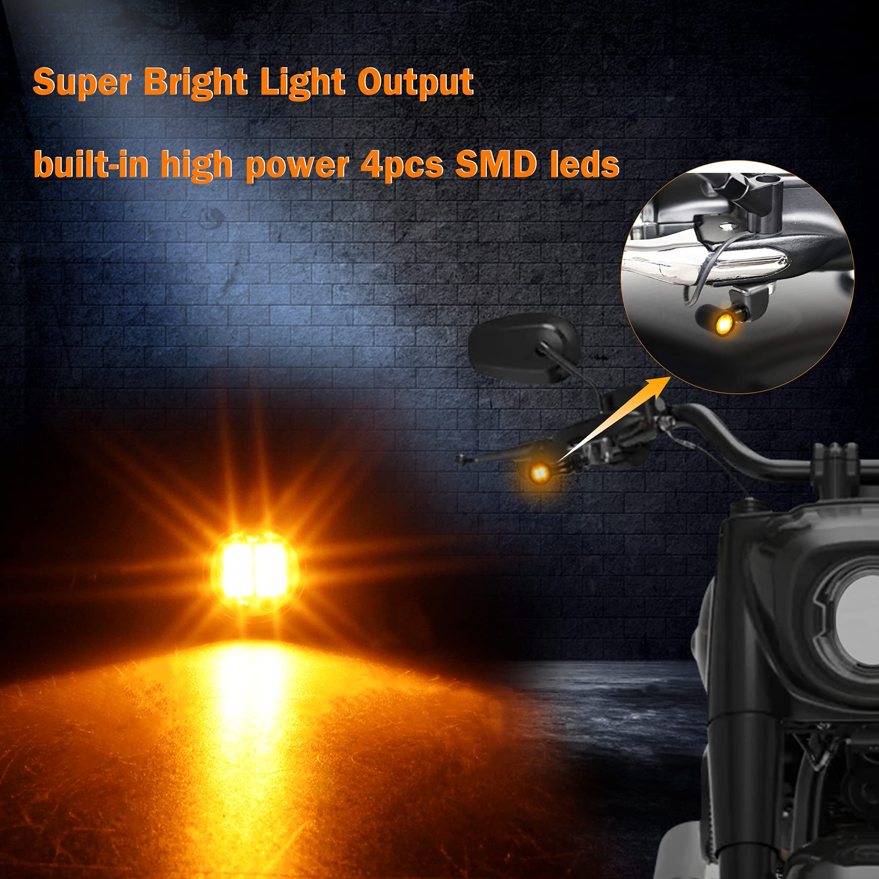 QUASCO Led Turn Signal Lights Universal Mini Size Blinkers Front Motorcycle Indicator Compatible with Harley Honda Kawasaki Suzu