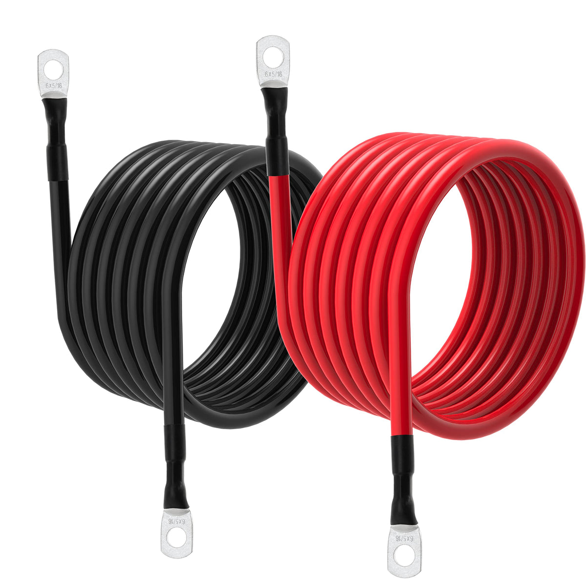 6 Awg Battery Cables 6 Gauge Battery Power Inverter Cable With 5/16 Inch Tinned Copper Lugs Both Ends For Solar Marine Boat Rv Car Motorcycle 2 Pcs (7Ft)