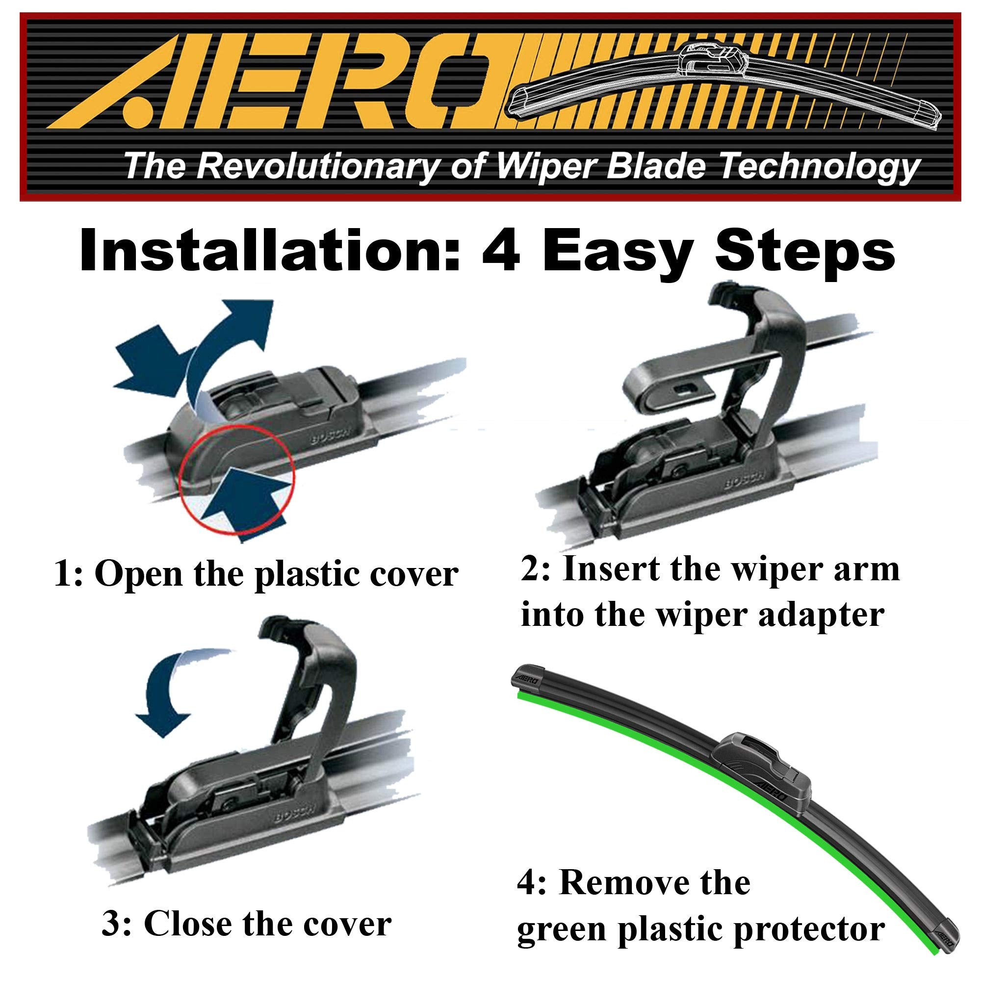 Aero 22' Oem Quality Premium All-Season Beam J-Hook Windshield Wiper Blade