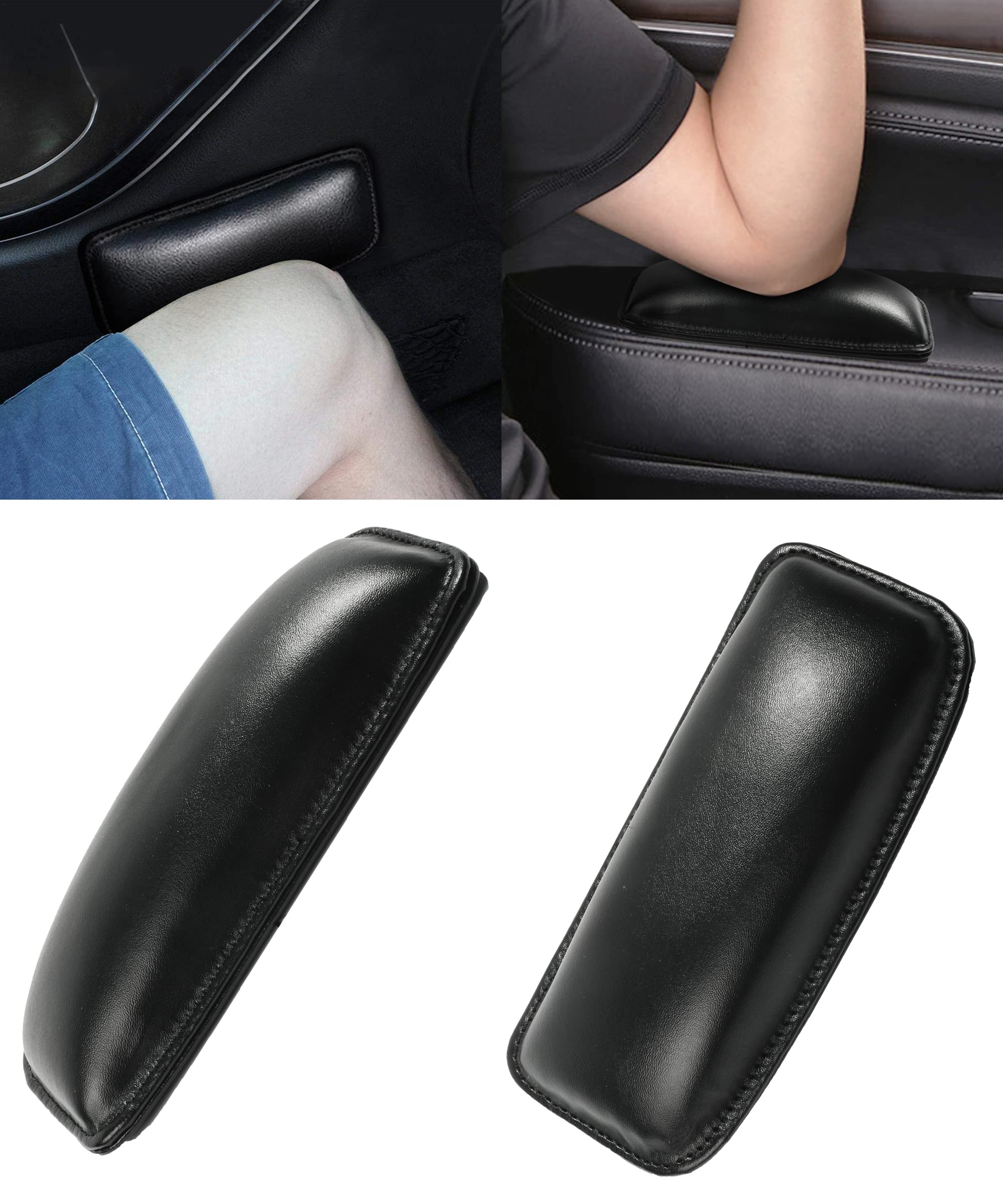 Yakefly 2 Pack Soft Car Center Console Knee Leg Elbow Cushion Pad,Universal Leather Car Armrest Pillow Car Knee Cushion Elbow Pillow Thigh Support Comfort Pillow,Automotive Interior Accessories