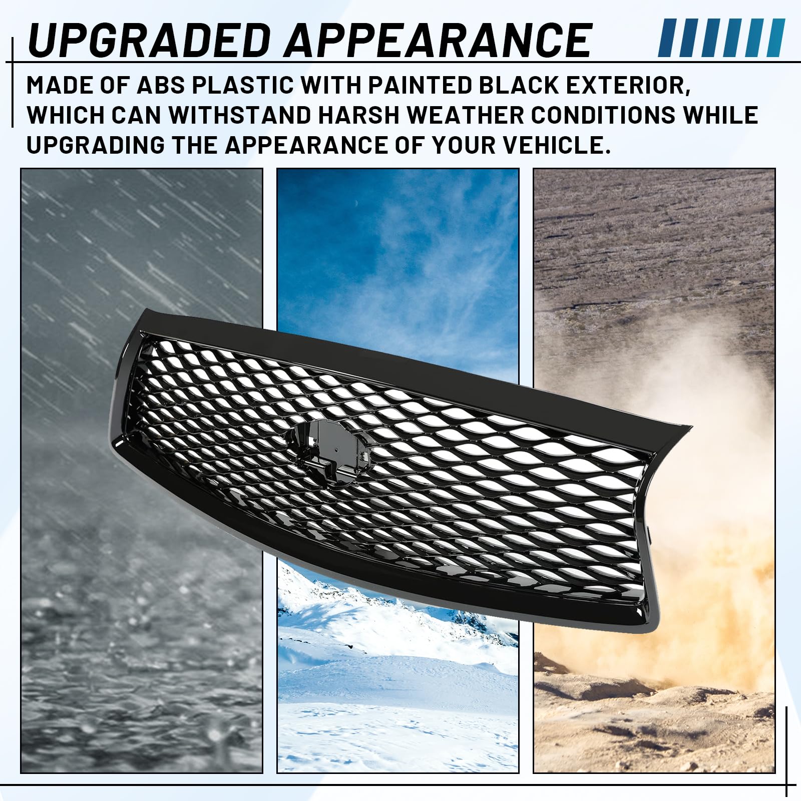 KUAFU Front Bumper Grill Compatible With 2014-2017 Infiniti Q50 All Models Center Grille Hood Mesh Conversion Kit ABS Plastic Bl