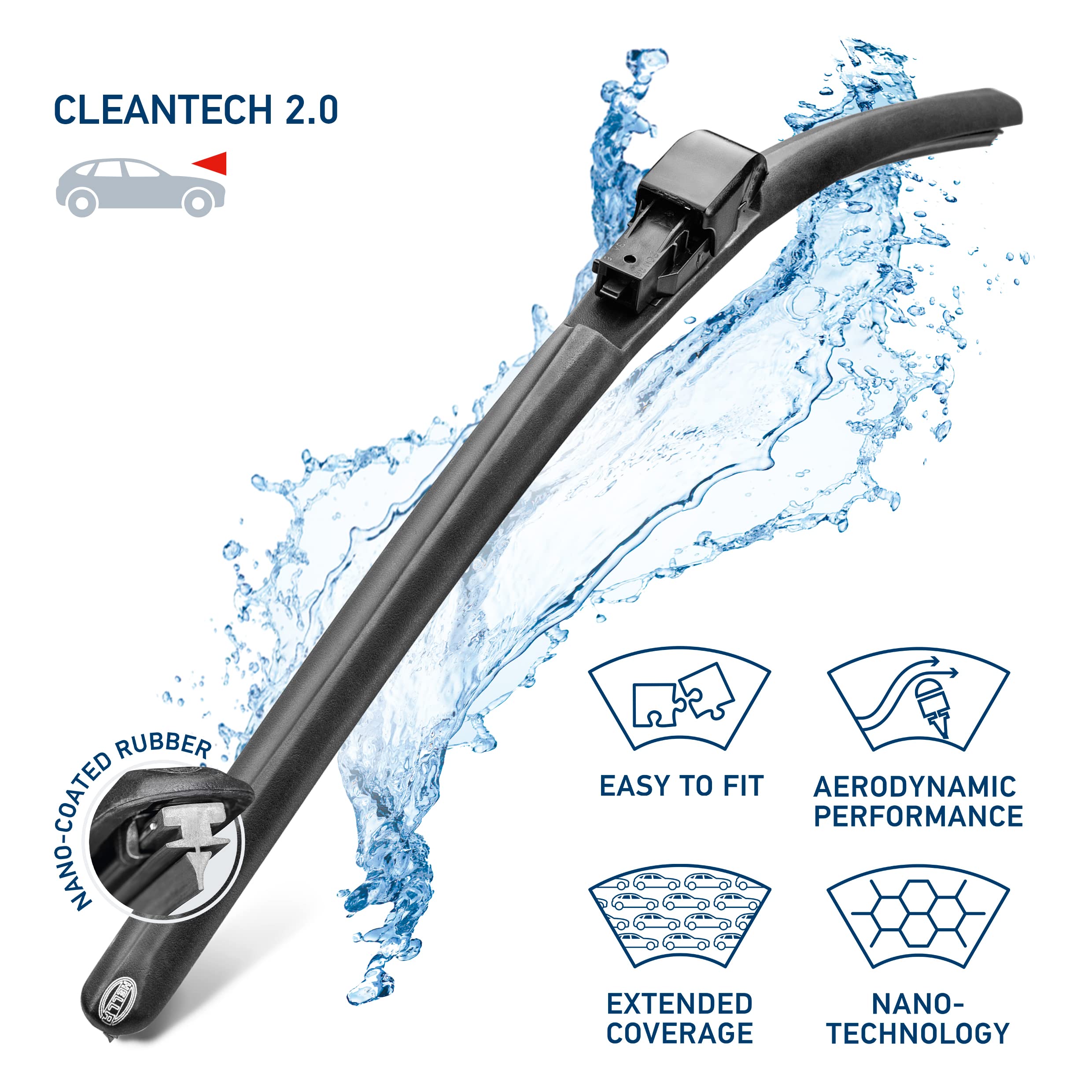 Hella Oe Quality 26 Inch All Seasons Nano-Coated Rubber Cleantech Wiper Blade (Single Blade) Fits Select Domestic, Asian And Eur
