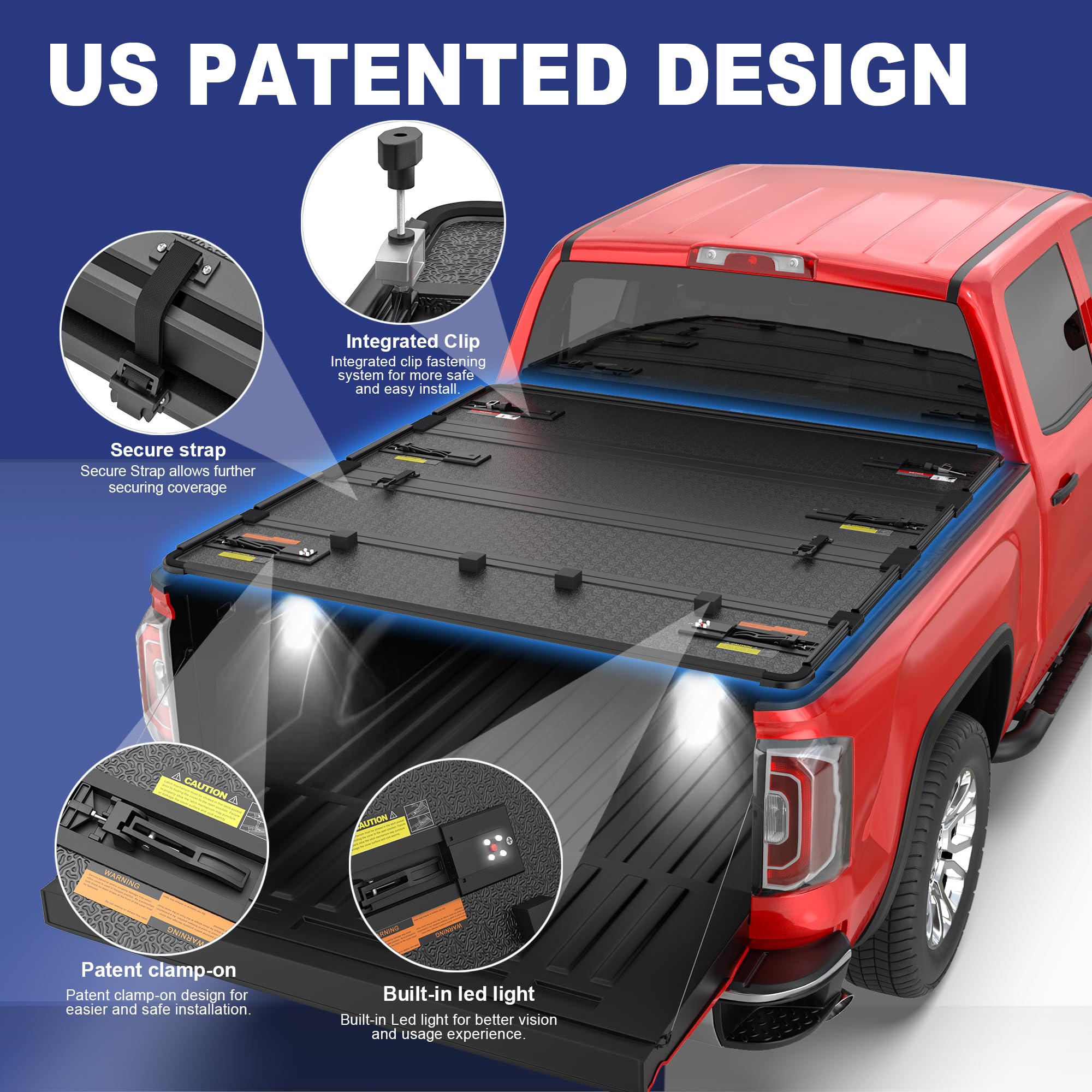 Mostplus Quad Fold Hard Tonneau Cover Truck Bed Compatible With 2019-2025 Chevy Chevrolet Silverado Gmc Sierra 1500 5.8 Ft Bed F