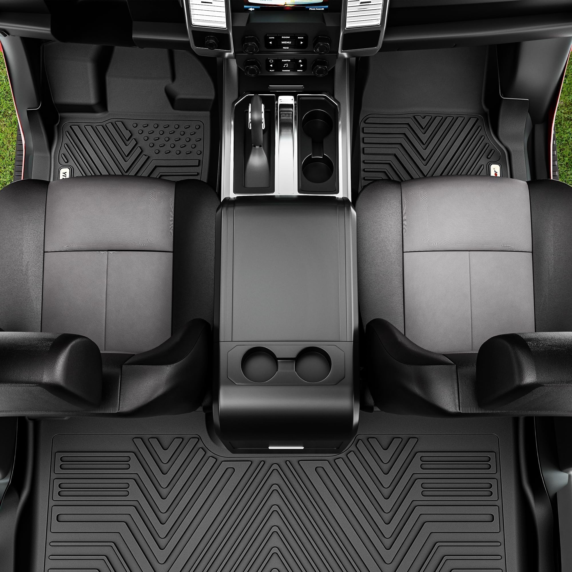 Yitamotor Floor Mats Compatible With 2019-2024 Dodge Ram 1500 Crew Cab New Body With Rear Under Seat Storage Box, Tpe All-Weathe