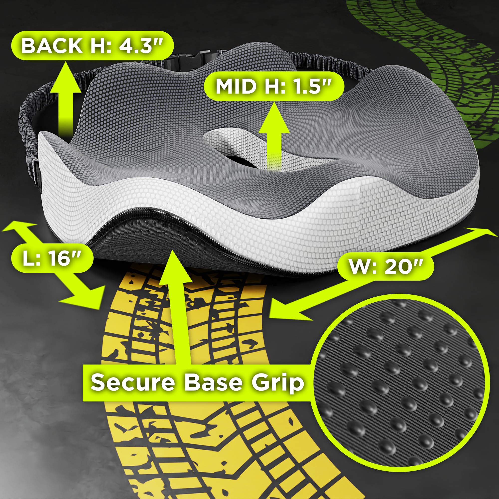 Truck Seat Cushion For Truck Driver Seat Cushion - Upgraded Back Support, Thick And Firm Memory Foam, Pain Relief For Hours Of D