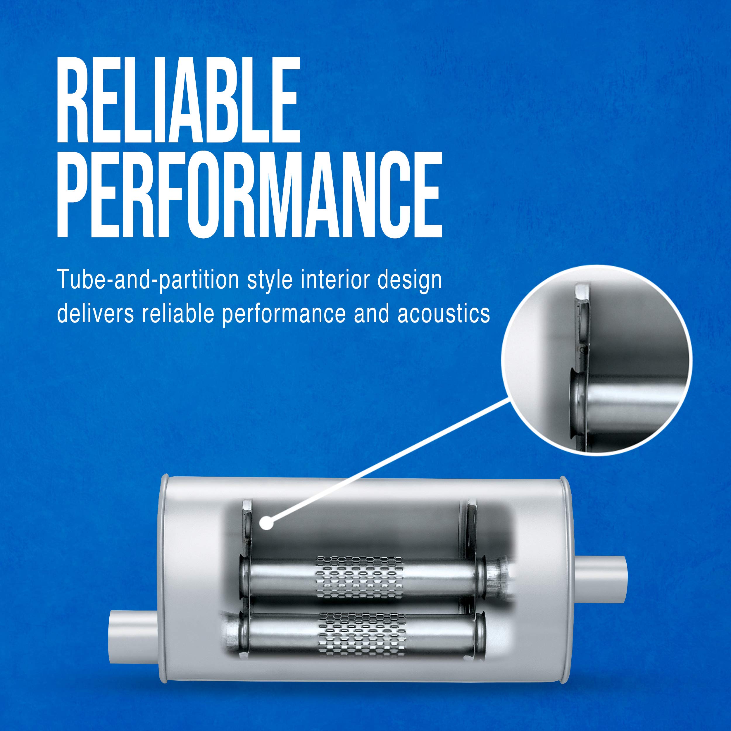 Walker Exhaust Pro-Fit 17886 Universal Exhaust Muffler 2 Inlet (Inside) 2 Outlet (Inside)