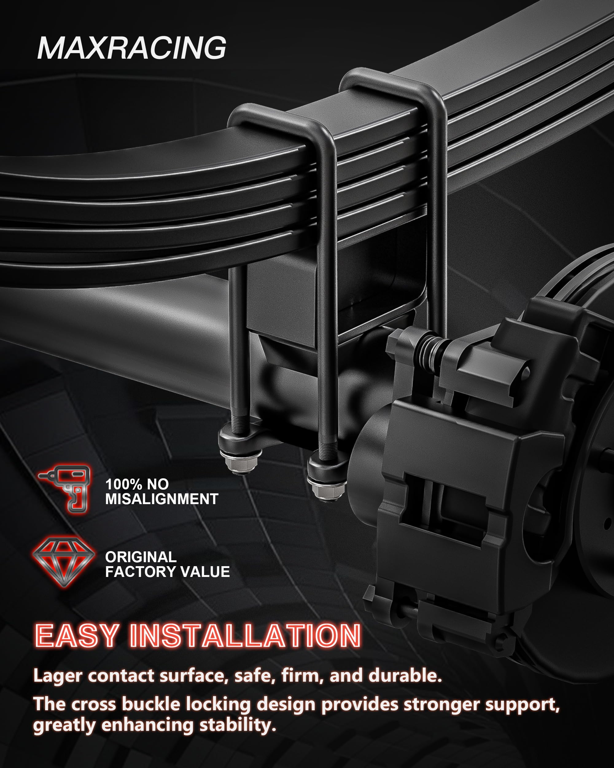 Maxracing 2'' Rear Lift Blocks Compatible With Chevy Silverado 1500/Gmc Sierra 1500 2007-2025, 2'' Rear Leveling Block Kit With