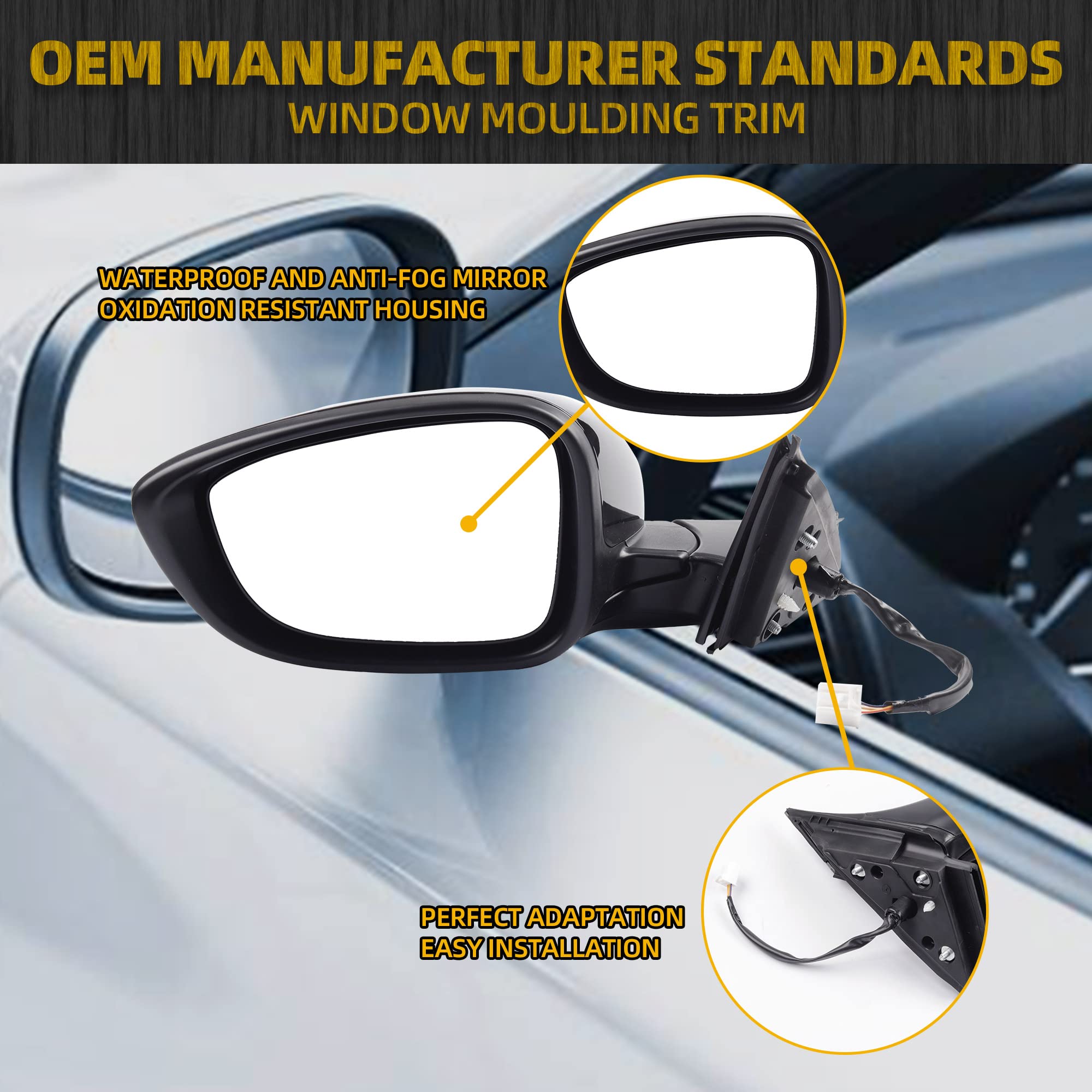 Dasbecan Left Driver Side Door Mirror Compatible With Honda Accord Lx Sport 1.5T 2018-2022 Power |Non-Heated|Paint To Match Repalces# Ho1320328,76258-Tva-A02 (3Pins-Black)