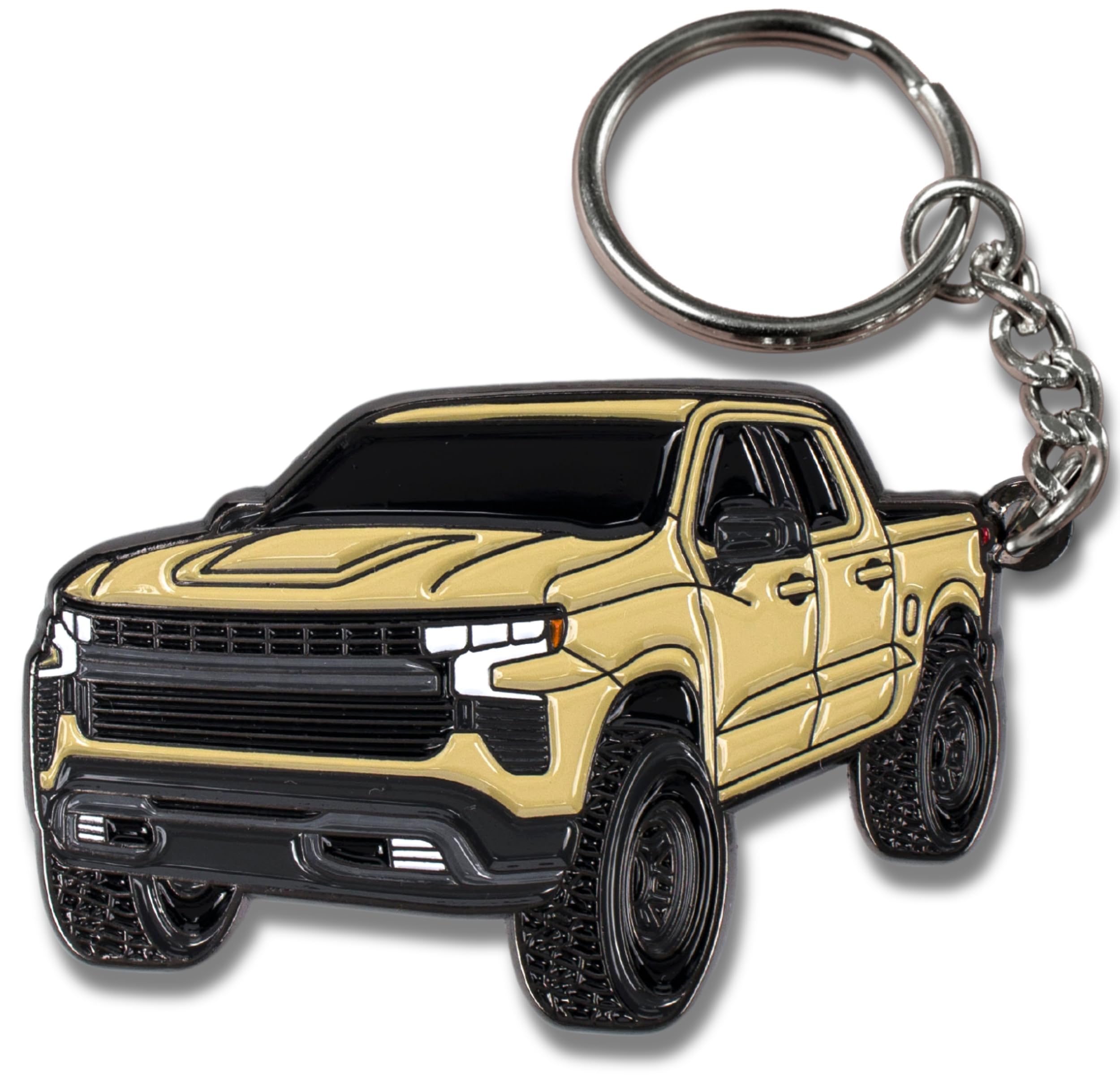 Four Wheel Beast Chevy Keychain Compatible With Chevy Silverado 1500 Accessories - Toy Truck Gifts Men Key Fob (Sand Dune)