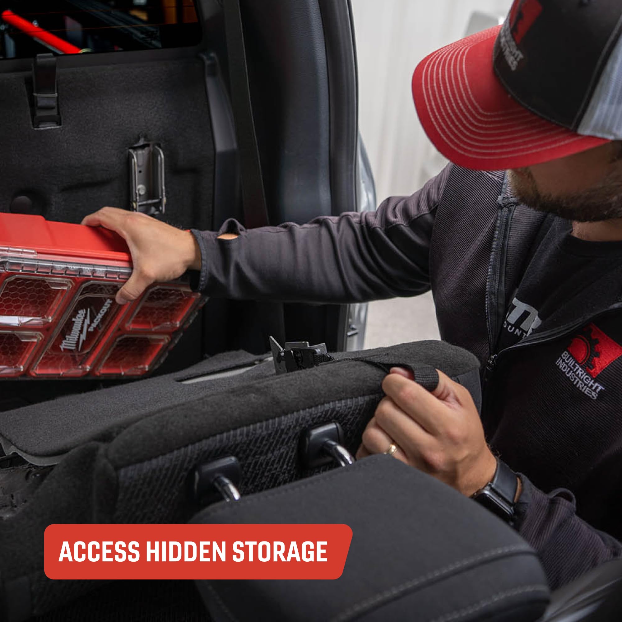 Builtright Industries Rear Seat Release With Olive Strap Compatible With F-150 (2009+), F-250/350 (2017+)