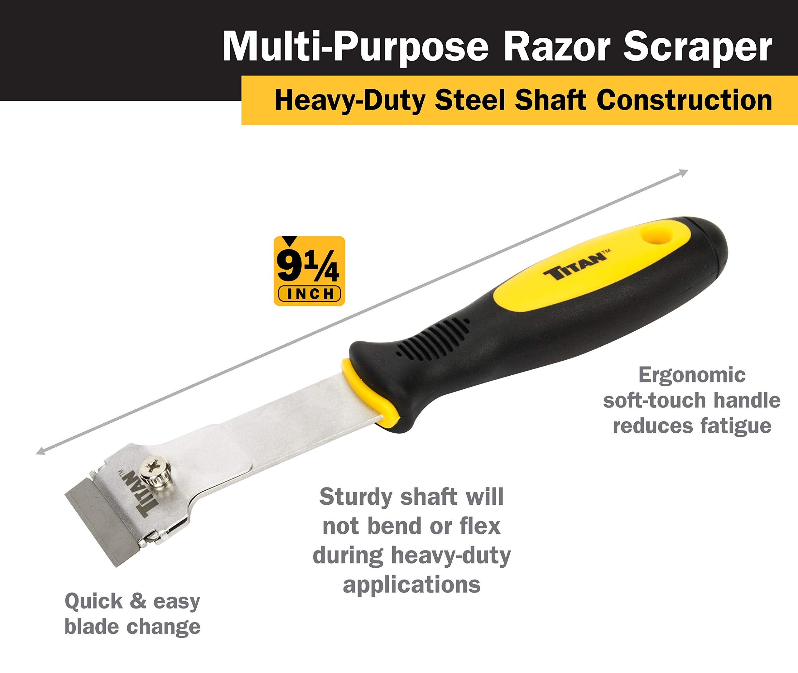 Titan 11030 9-1/4-Inch Multi-Purpose Razor Scraper | Includes 1 Extra Heavy-Duty Razor Blade