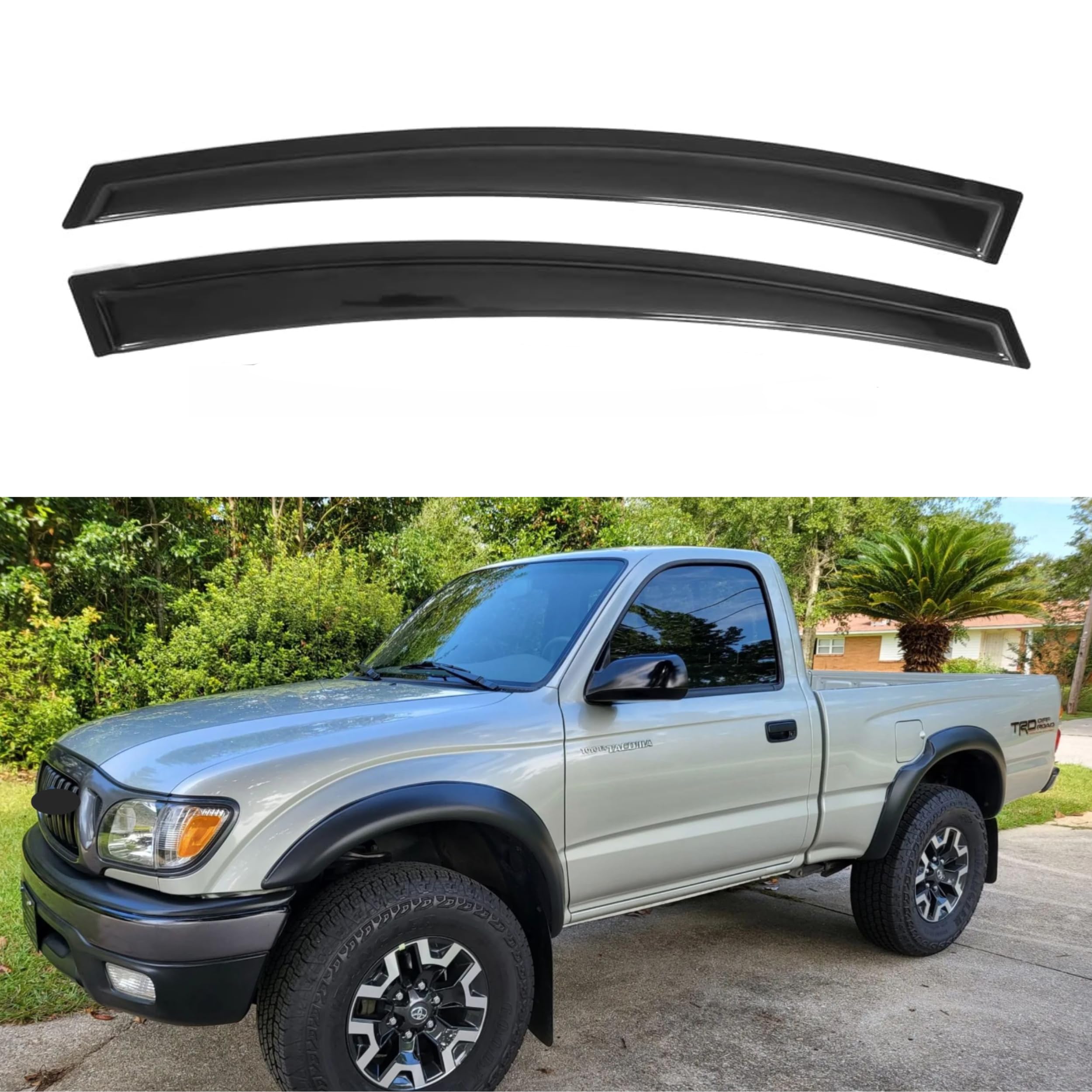 Ig Window Visor For Toyota Tacoma Standard Cab 1995-2004, Rain Guard Tape-On Extra Durable Sun Wind Side Vent Window Deflector,