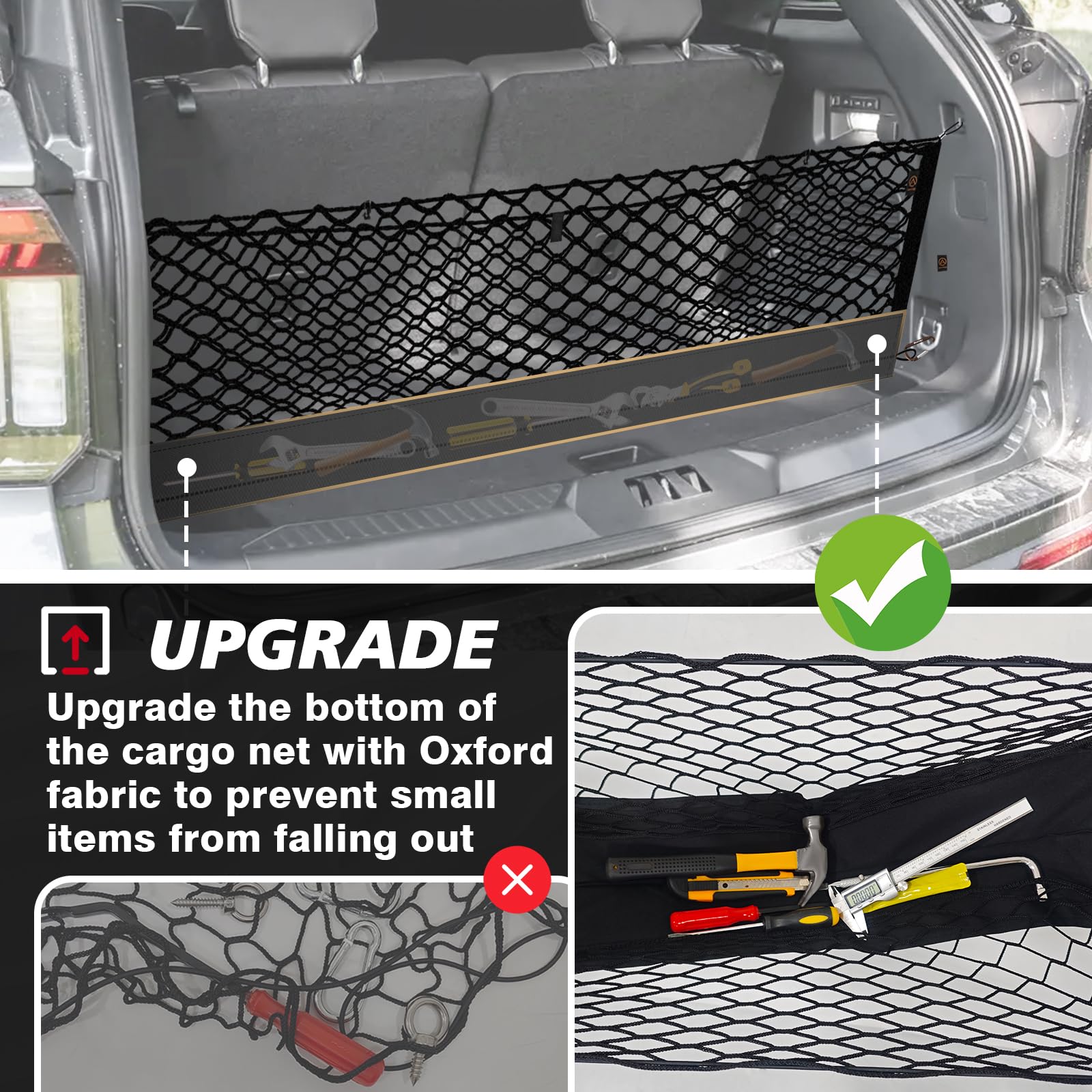 Muslogy Envelope Style Trunk Cargo Net Compatible With 2020-2024 2025 Ford Explorer Accessories Custom Fit Trunk Organizer Upgra