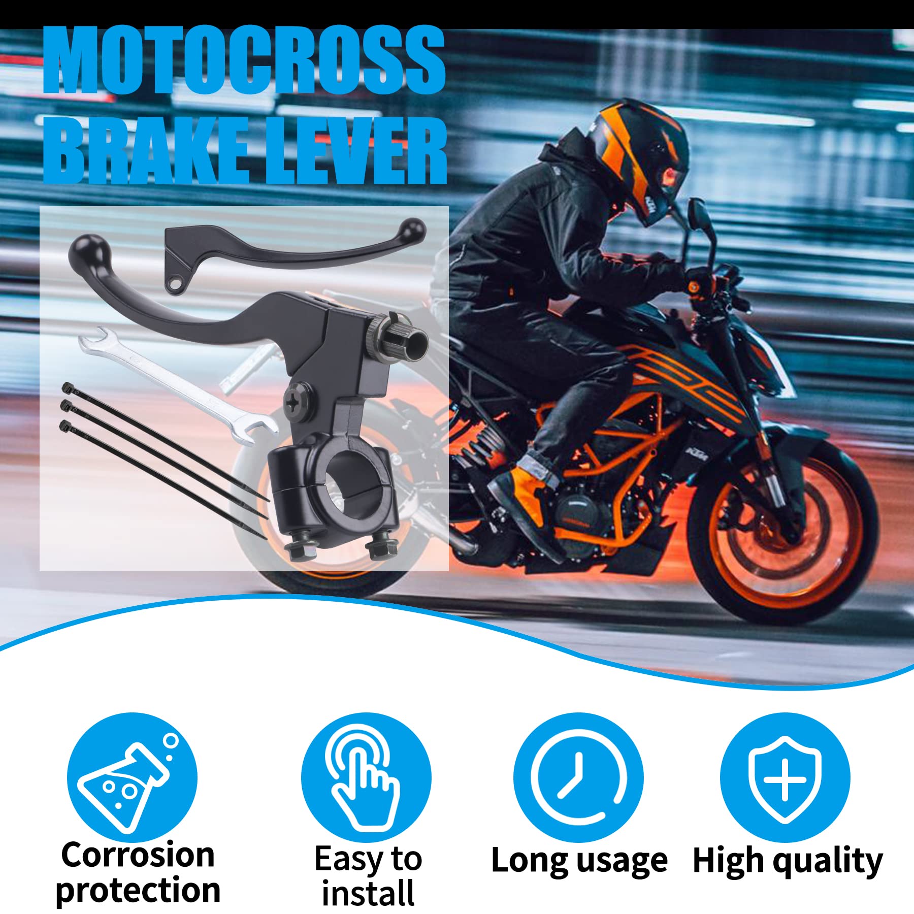 JINGKE 7/8'' 22mm Universal Motorcycle Black Left Clutch Brake Handle Lever Perch for Honda XR80 XR100 CRF70 CRF80 CRF100 XR200