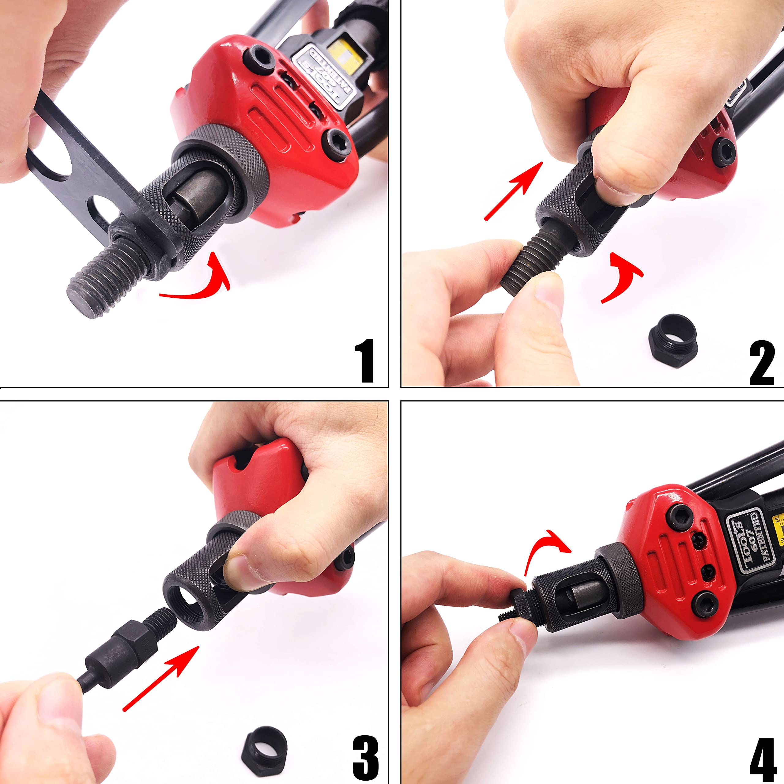 Ziojovk 16   Hand Rivet Nut Tool,Professional Rivet Nut Setter Kit With 13 Mandrels(M3 M4 M5 M6 M8 M10 M12 Sae 8-32,10-24, 1/4-2