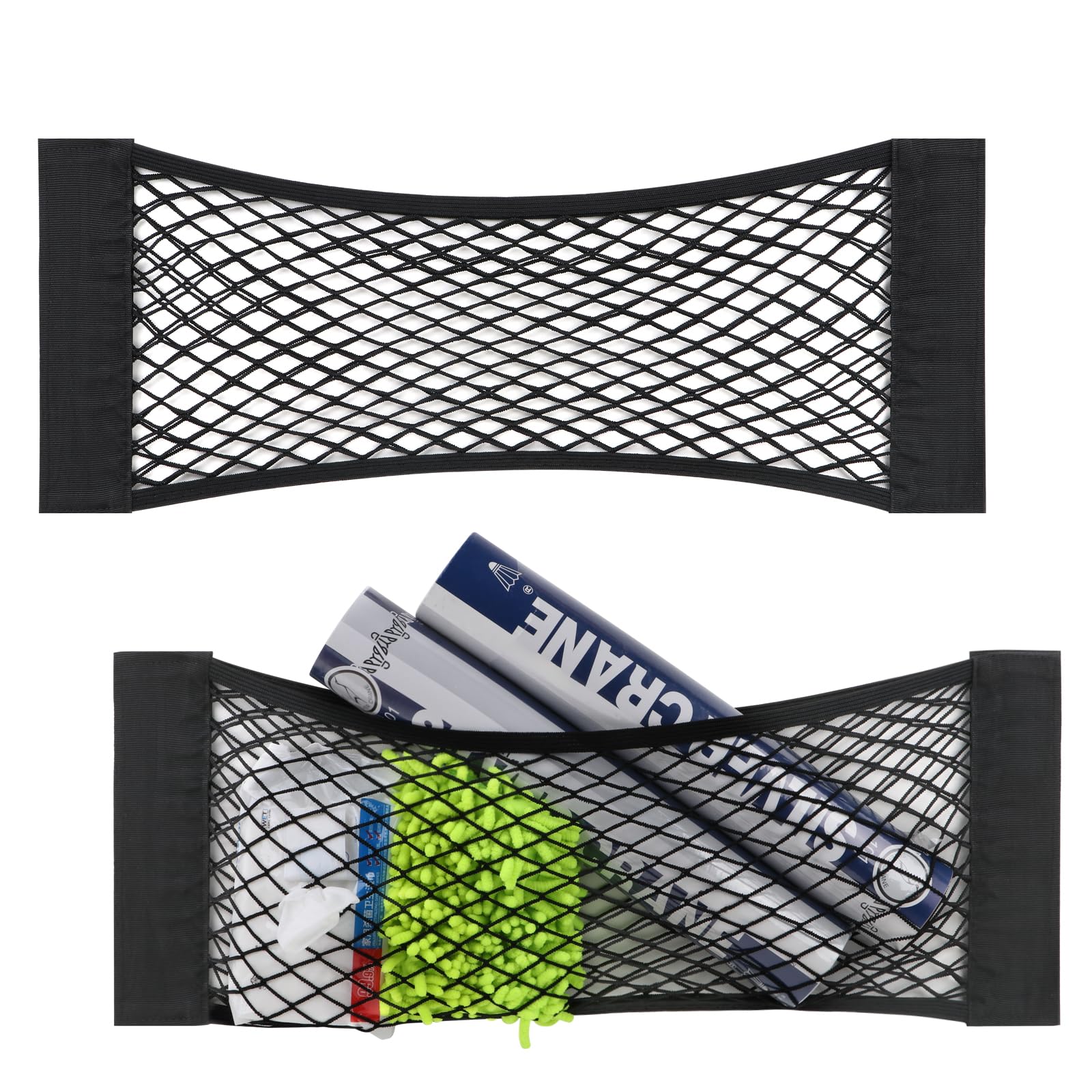 2 Packs Universal Mesh Cargo Net,Elastic Car Storage Net Pocket Bag For Trunk,Automotive Cargo Nets Storage Pouch Add On Organiz