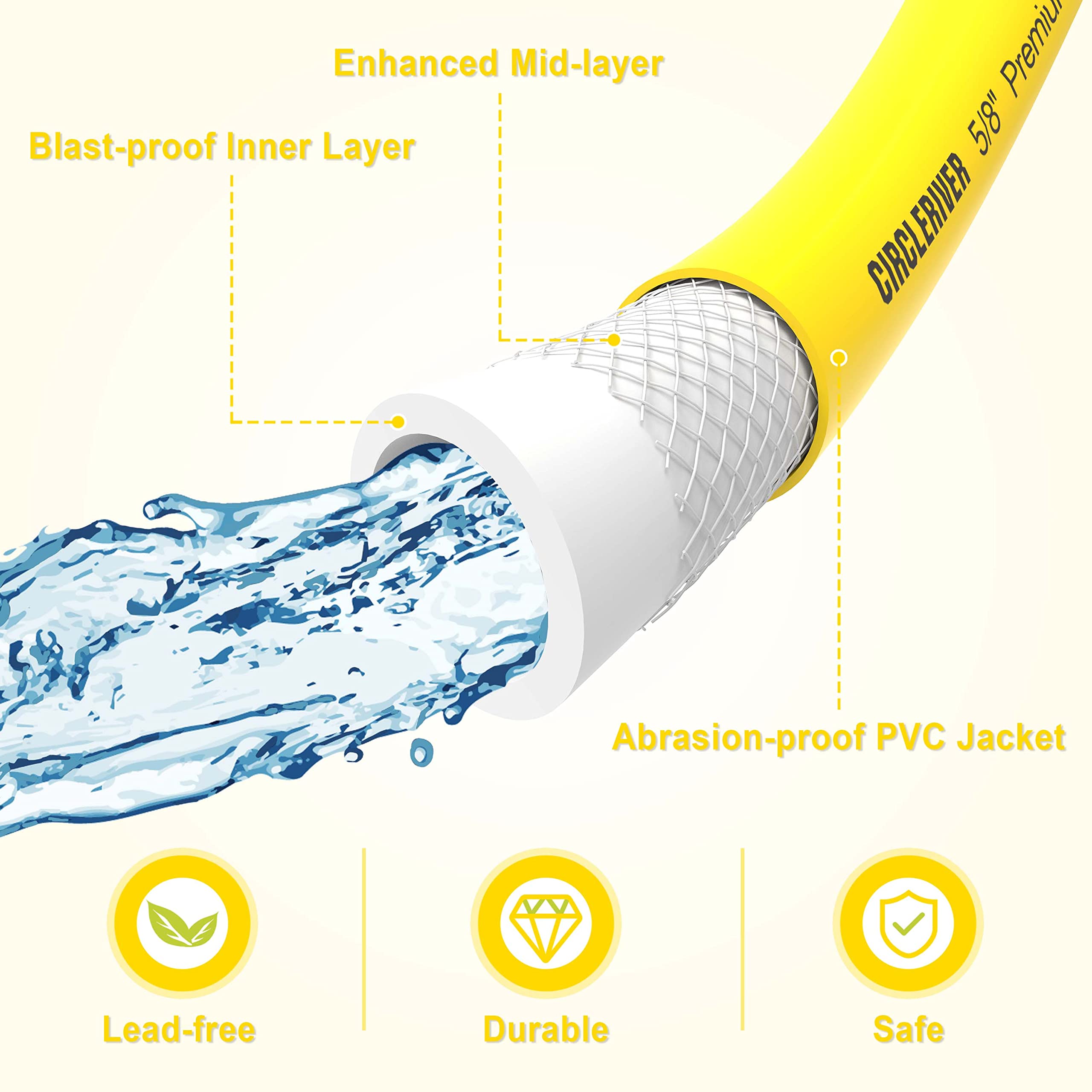 CircleRiver RV Drinking Water Hose 35FT with Storage Bag, 5/8'' Premium Fresh Water Hose for RV, Camping, Marine, Trailer and Tr