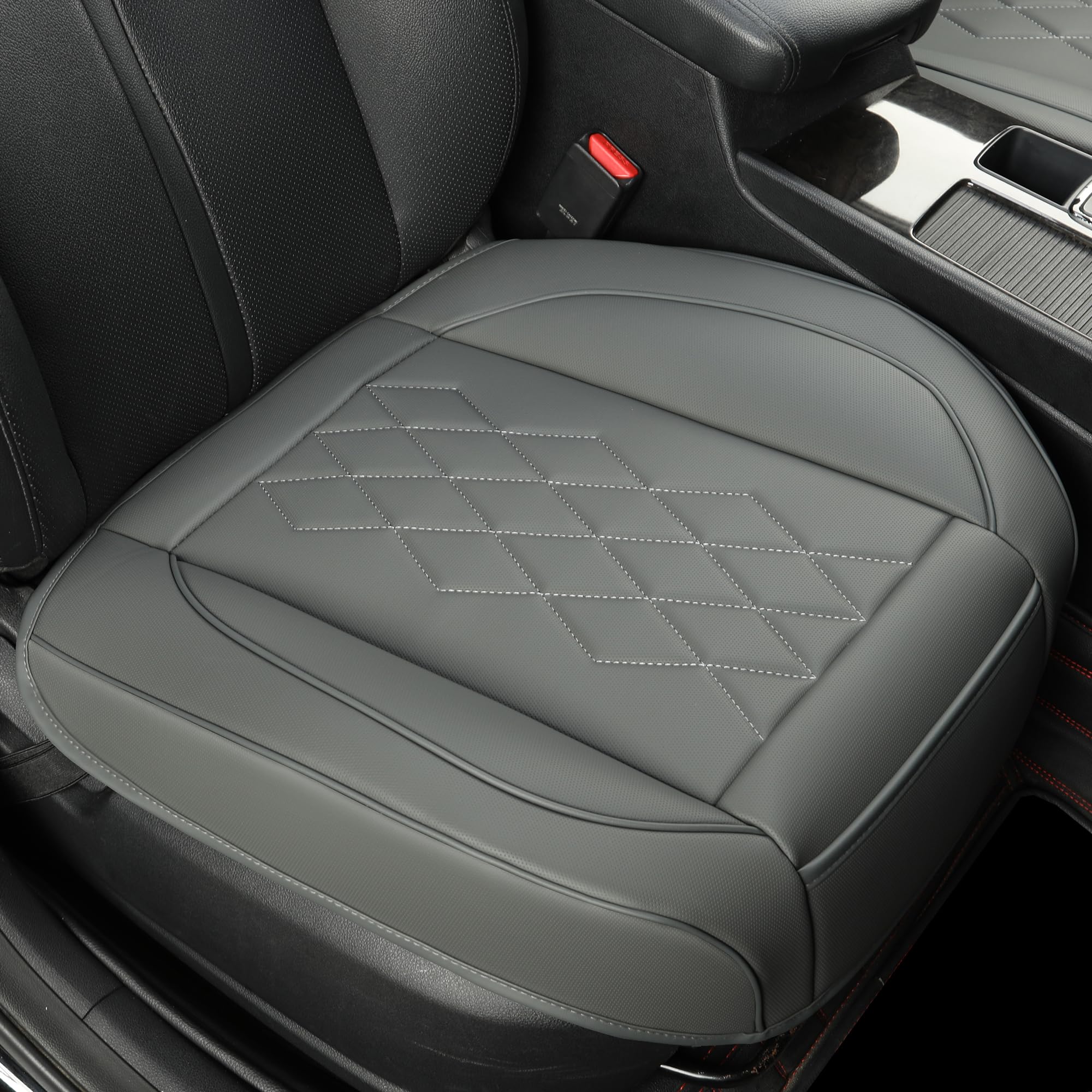 Jojobay Leather Car Seat Cover,Bottom Seat Covers For Cars,Front Seat Protector,Fit For 95% Of Vehicles - Padded,Anti-Slip,Premium Leather(1 Pc,Grey)