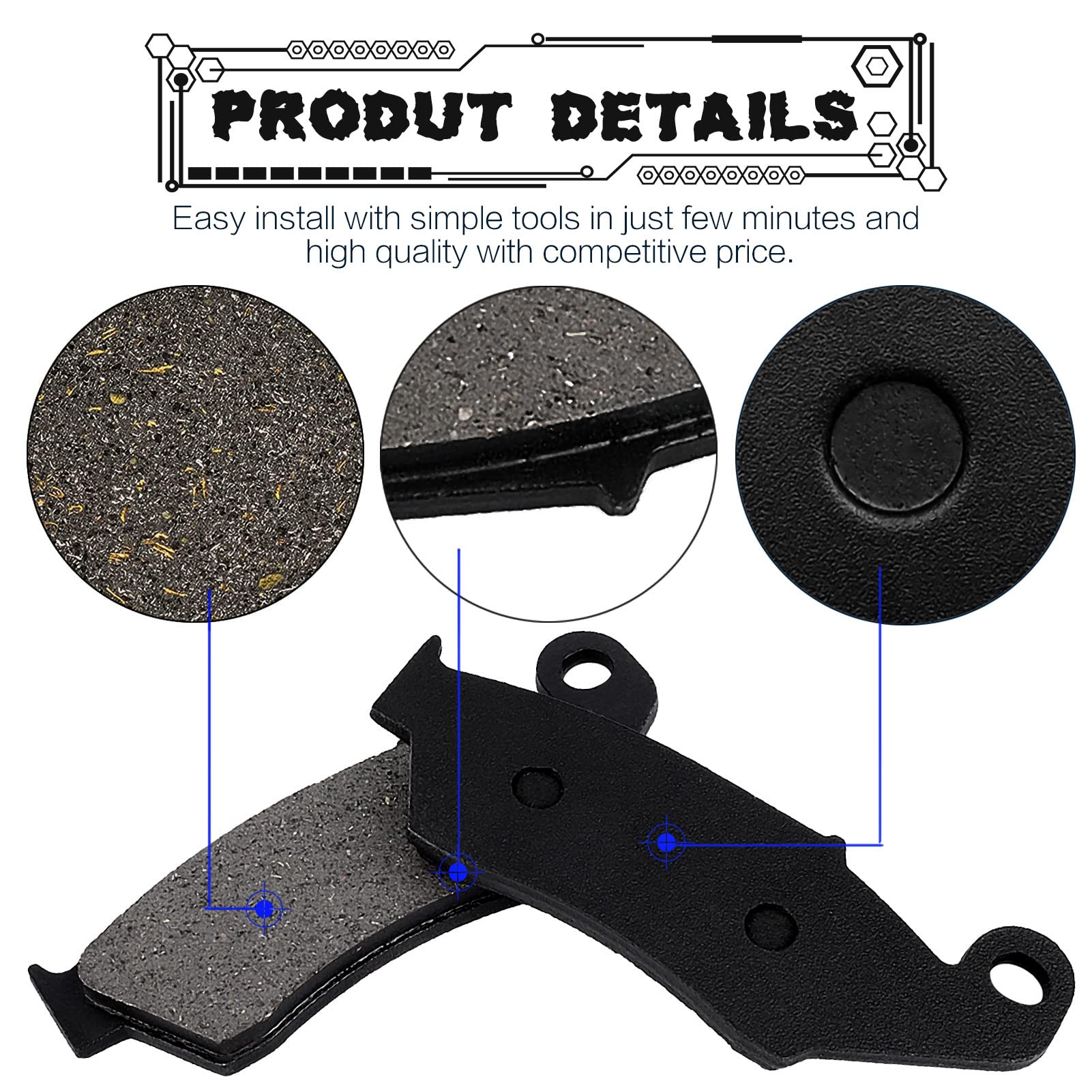 Locopow Brake Pads For Kawasaki Kx250F Kx450F Klx450R 2004-2022 Yamaha Yz125 Yz250 Yz250F Yz450F 2003-2007 Wr250F Wr450F Wr250R 2003-2020 Suzuki Rmz250 Rmz450 Gasgas Ec 125 200 250 300 450