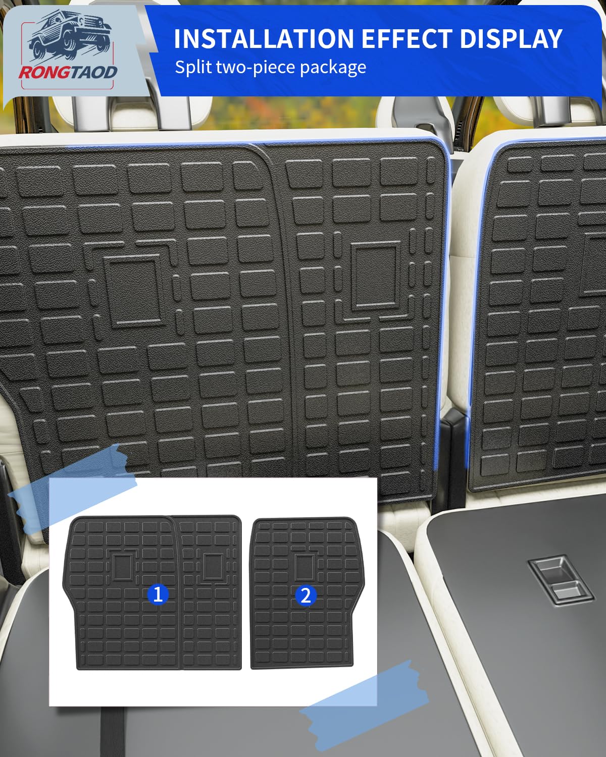 Rongtaod Back Seat Protector for 2021-2025 Kia Sorento, TPE All Weather Kick Mat & Trunk Mat, 2nd Row Backrest Cover