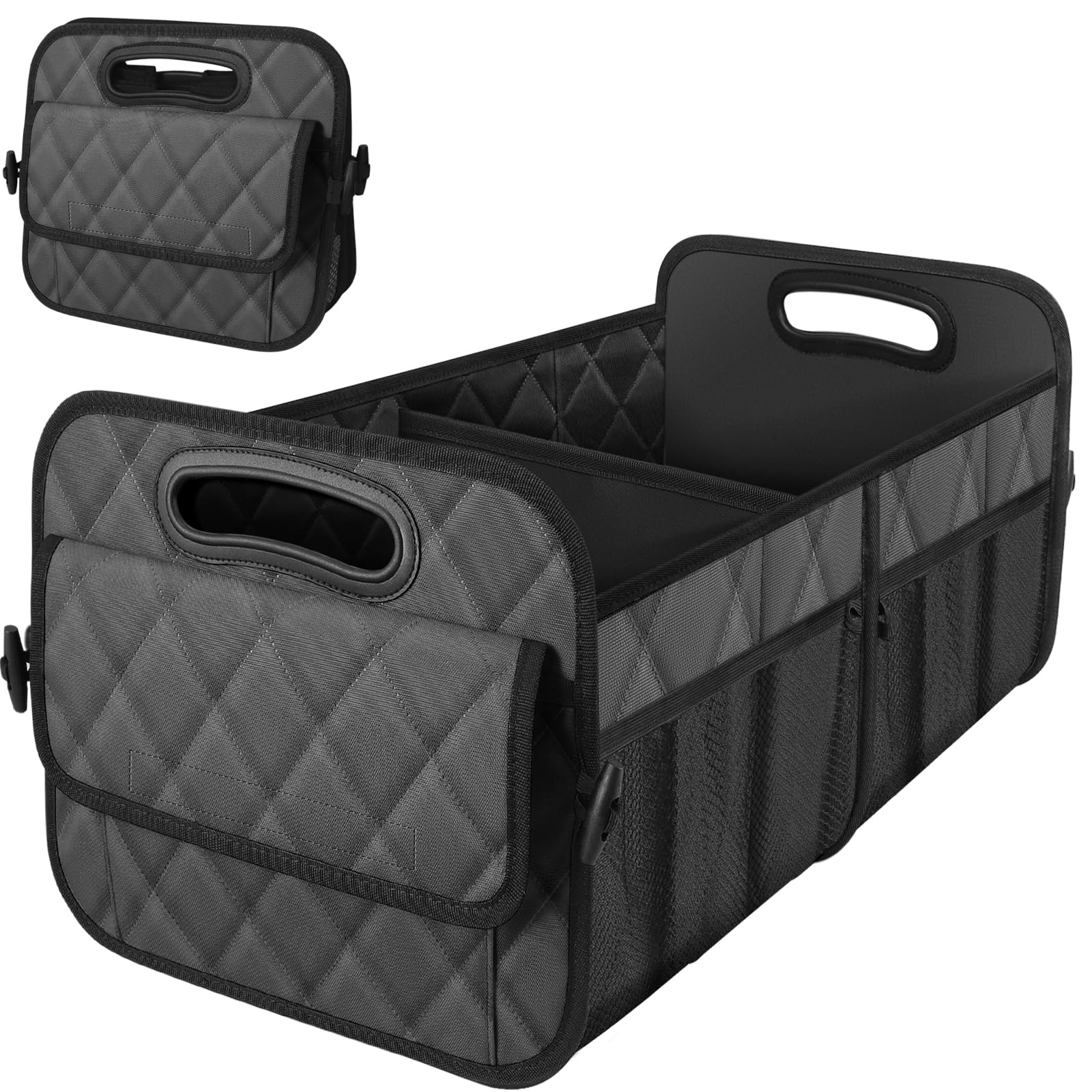 Deelsk Car Trunk Organizer And Storage - 6 Big Pockets, Waterproof Polyester Trunk Organizer For Suv/Minivan/Truck - Large, Char