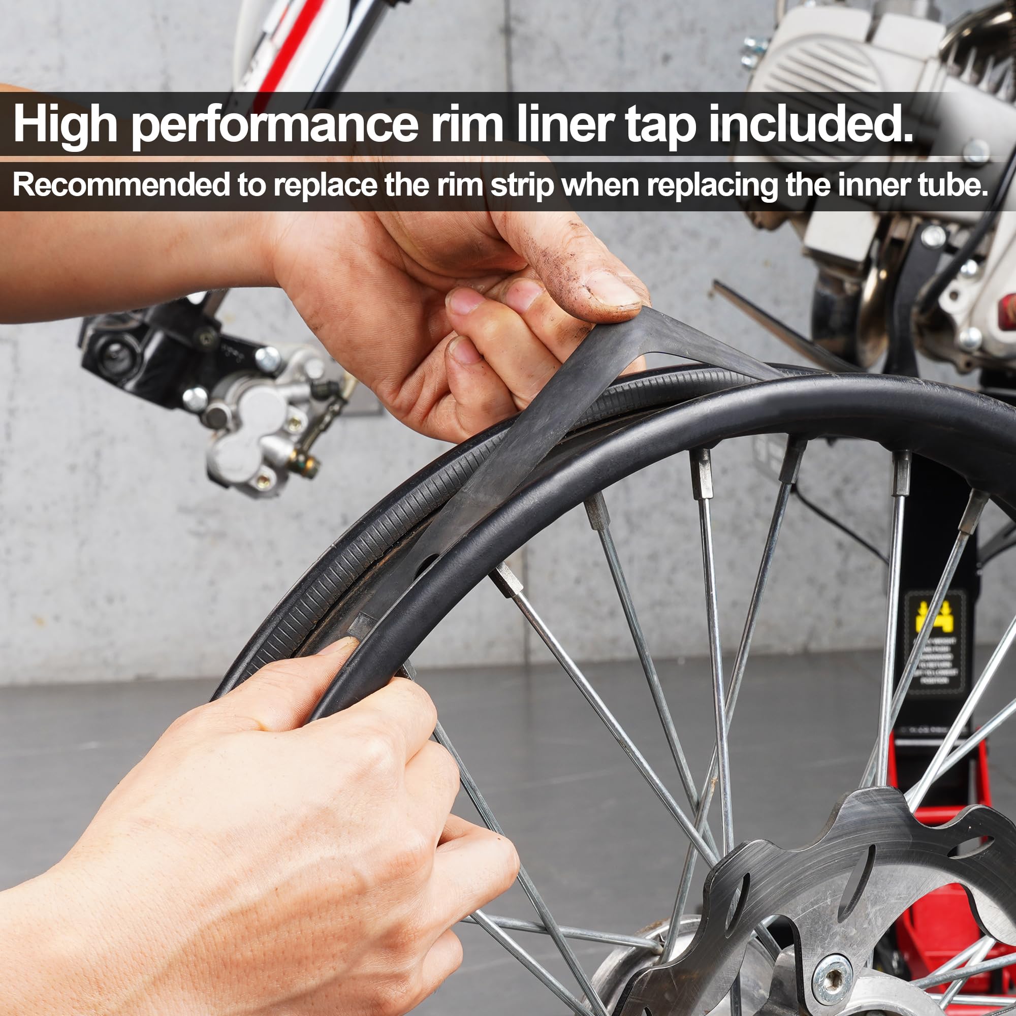 Rutu 70/100-19 2.25/2.50-19 Dirt Bike Inner Tube,Heavy Duty 2 Mm Reinforced Thickness Dirtbike Tubes 19 Inch With Rim Strip Copp