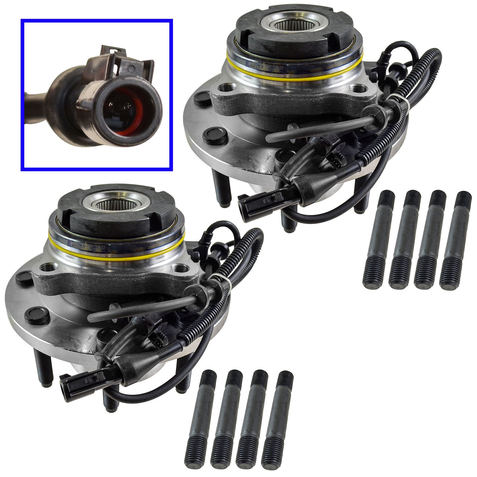 Trq Front Wheel Hub Bearings Assembly Set Compatible With 2003-2005 Ford Excursion 2003-2004 F-250 Super Duty F-350 Super Duty