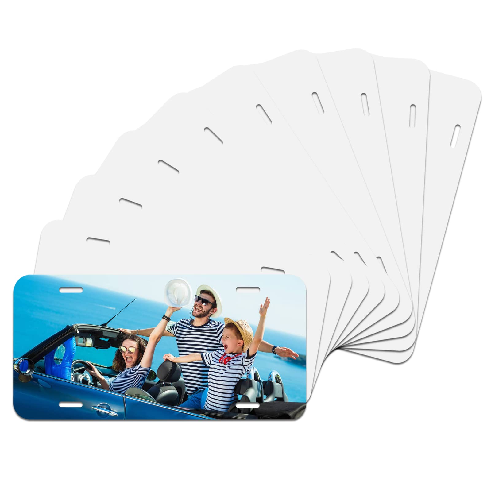10 Pack Sublimation License Plate Blanks,Thickness 0.65Mm Heat Thermal Transfer Sheet Diy Picture Sublimation Blank,Metal Aluminum Automotive License Plate Plates Tag For Custom Design Work- White