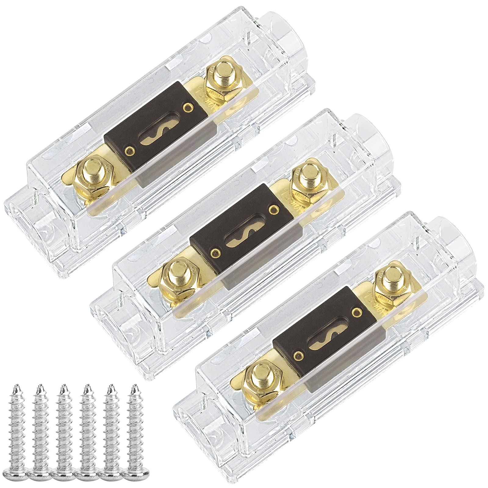 Hamolar 3 Pack 300 Amp Anl Fuse Holder Block 0/2/4/8 Gauge Awg Car Audio 300A 1/0 Zero Gauge Fuses With Box