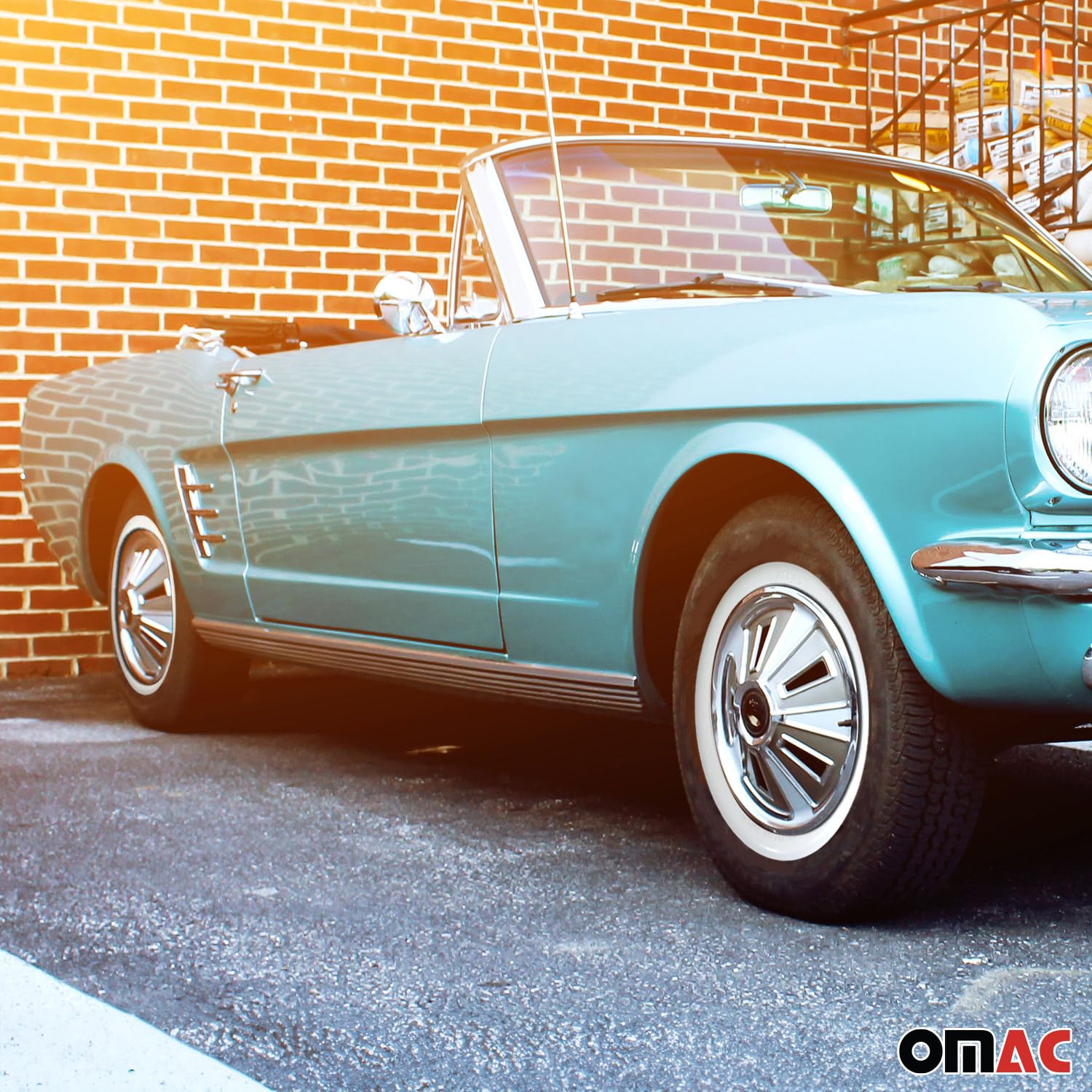 Omac 15' Rims Portawalls White Wall Tire Insert Trim Sidewall Set Of 4 Pcs