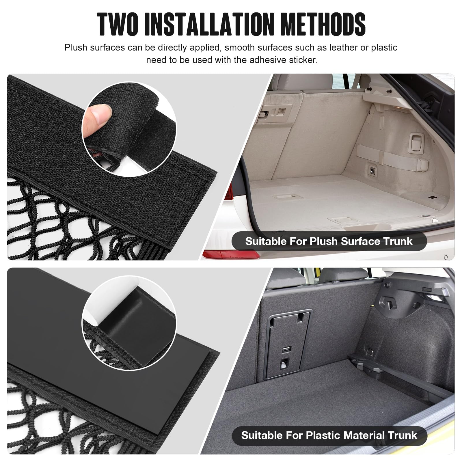 TOBWOLF 2PCS 25x40cm / 9.8x15.7in Universal Mesh Cargo Net with Tape Stickers, RV Storage Mesh Net, Elastic Car Storage Net RV N