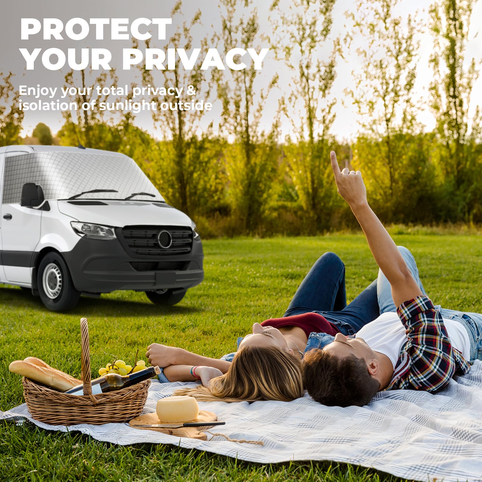 Bougerv Rv Windshield Window Snow Cover For Class B Dodge Mercedes Sprinter 2006-2015 Motorhome Windshield Cover Snow Cover For Rv Front Window Sunshade Cover Rv Accessories With Mirror Cutouts Silver