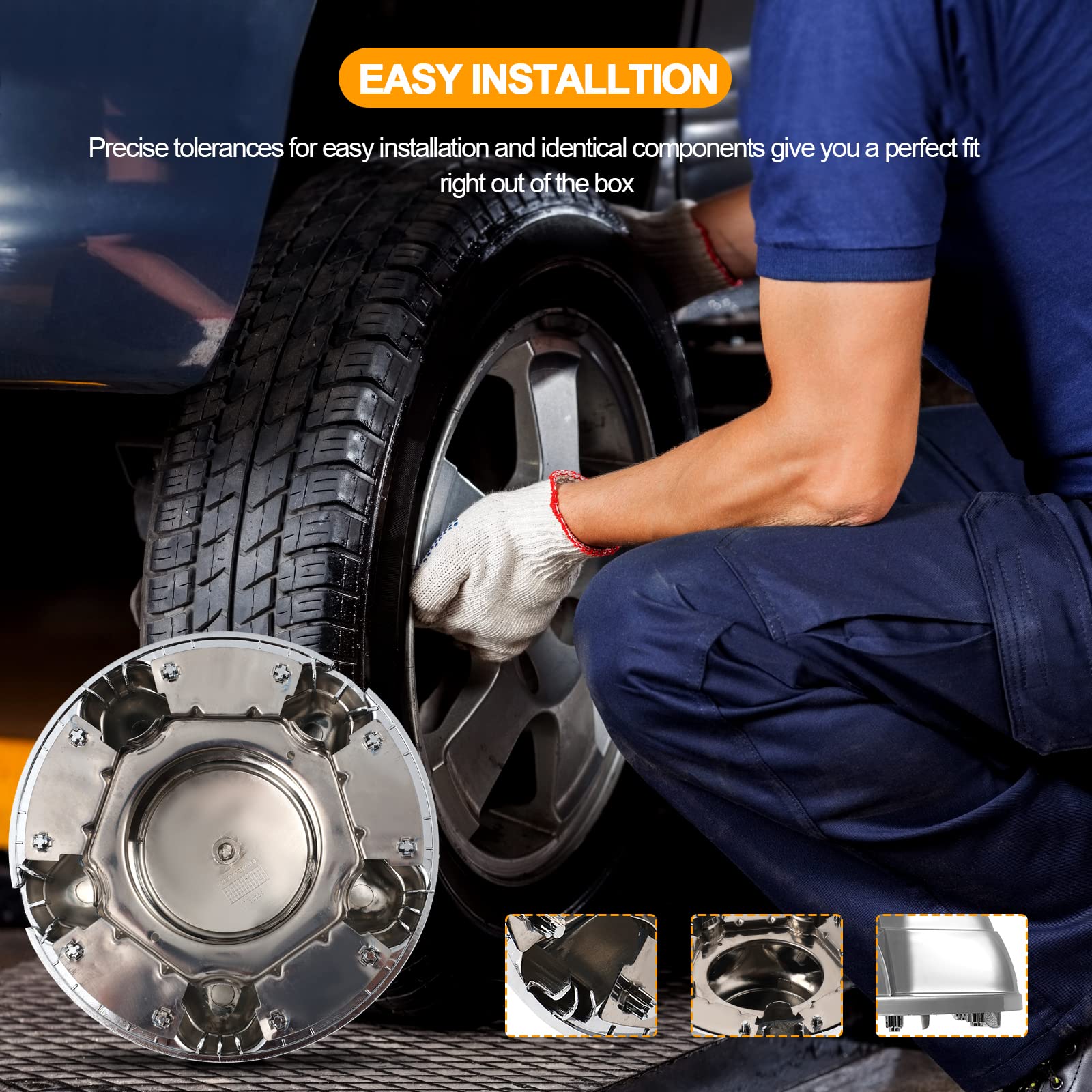 Ocpty 1 Pack 7 Inch Chrome Center Hub Cap With 5-Lug Steel Wheel Silver Center Cap Cover