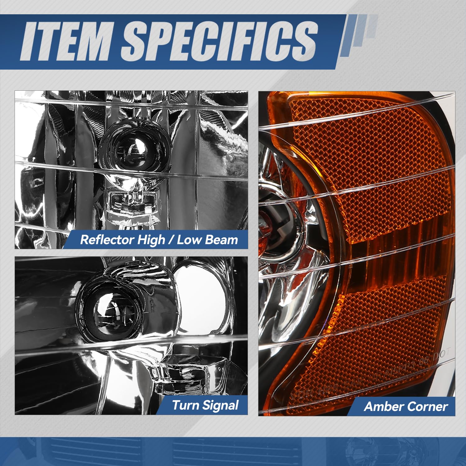 Auto Dynasty Headlights Assembly Compatible With 2002 2003 2004 2005 Dodge Ram 1500 2500 3500, Driver And Passenger Side Halogen