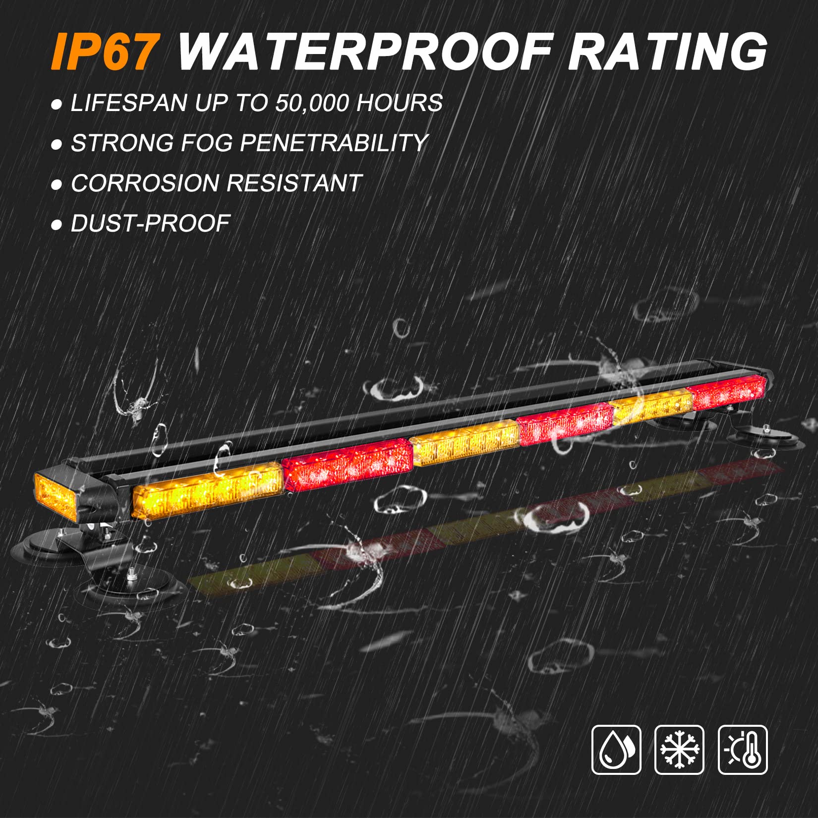Aspl 38.5 78 Led Strobe Light Bar Double Side Flashing High Intensity Emergency Warning Flash Strobe Light With Magnetic Base For Safety Construction Vehicles Tow Trucks Pickup (Amber/Red)