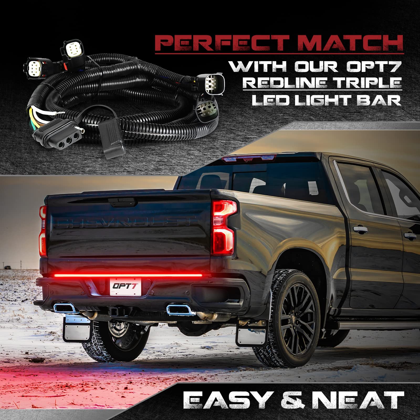 OPT7 Easy Connect Harness for Chevy Silverado/GMC Sierra 1500 2019 2020 2021 2022 Compatible with Redline LED Tailgate Light Bar