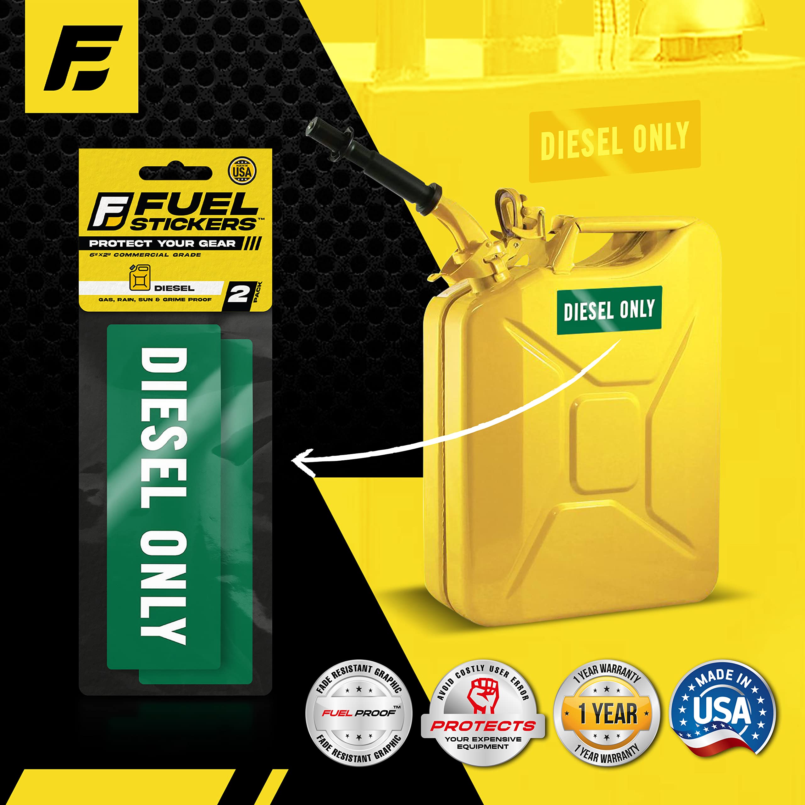 Diesel Only Sticker - Diesel Label For Fuel Storage Container, Truck, Tractor And Heavy Equipment - Weather Proof, Extreme Stick